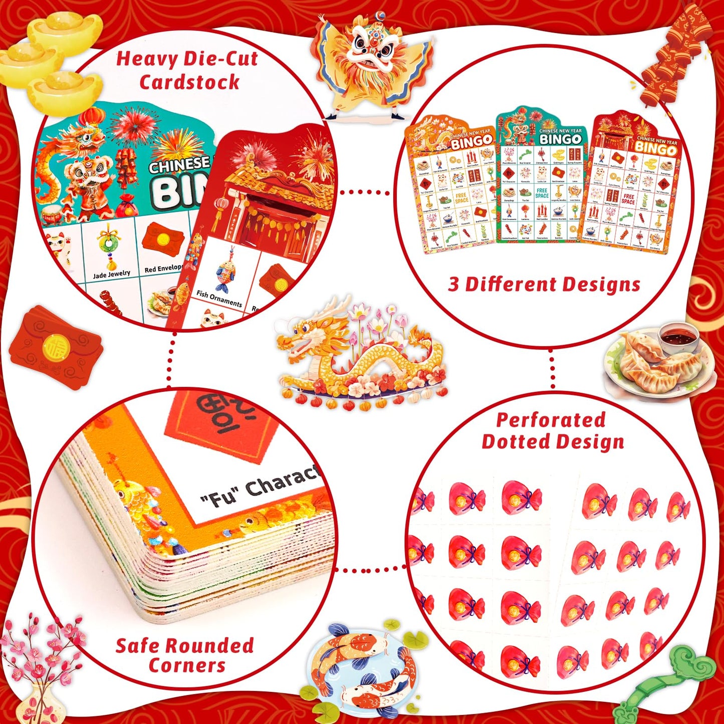 Fancy Land Chinese New Year Bingo Game for Kids — Year of the Horse, 24 Players