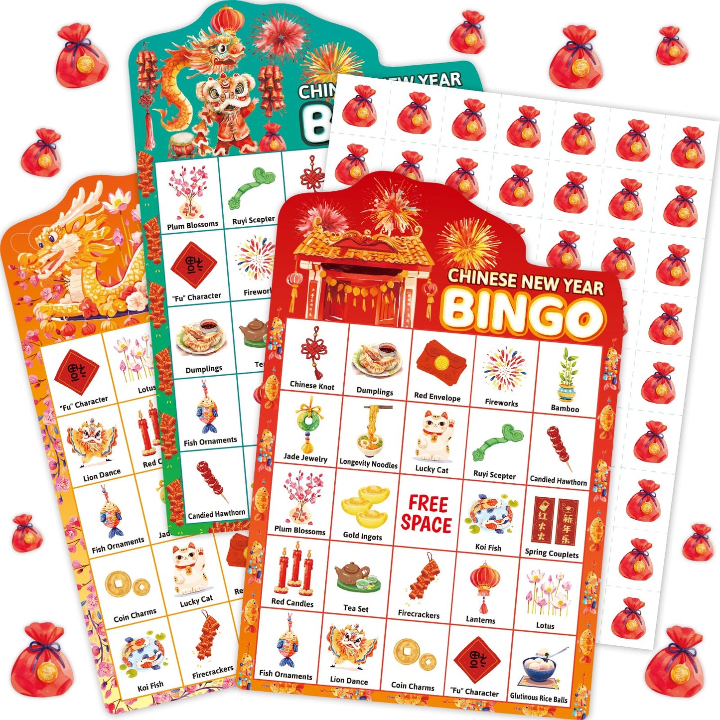 Fancy Land Chinese New Year Bingo Game for Kids — Year of the Horse, 24 Players