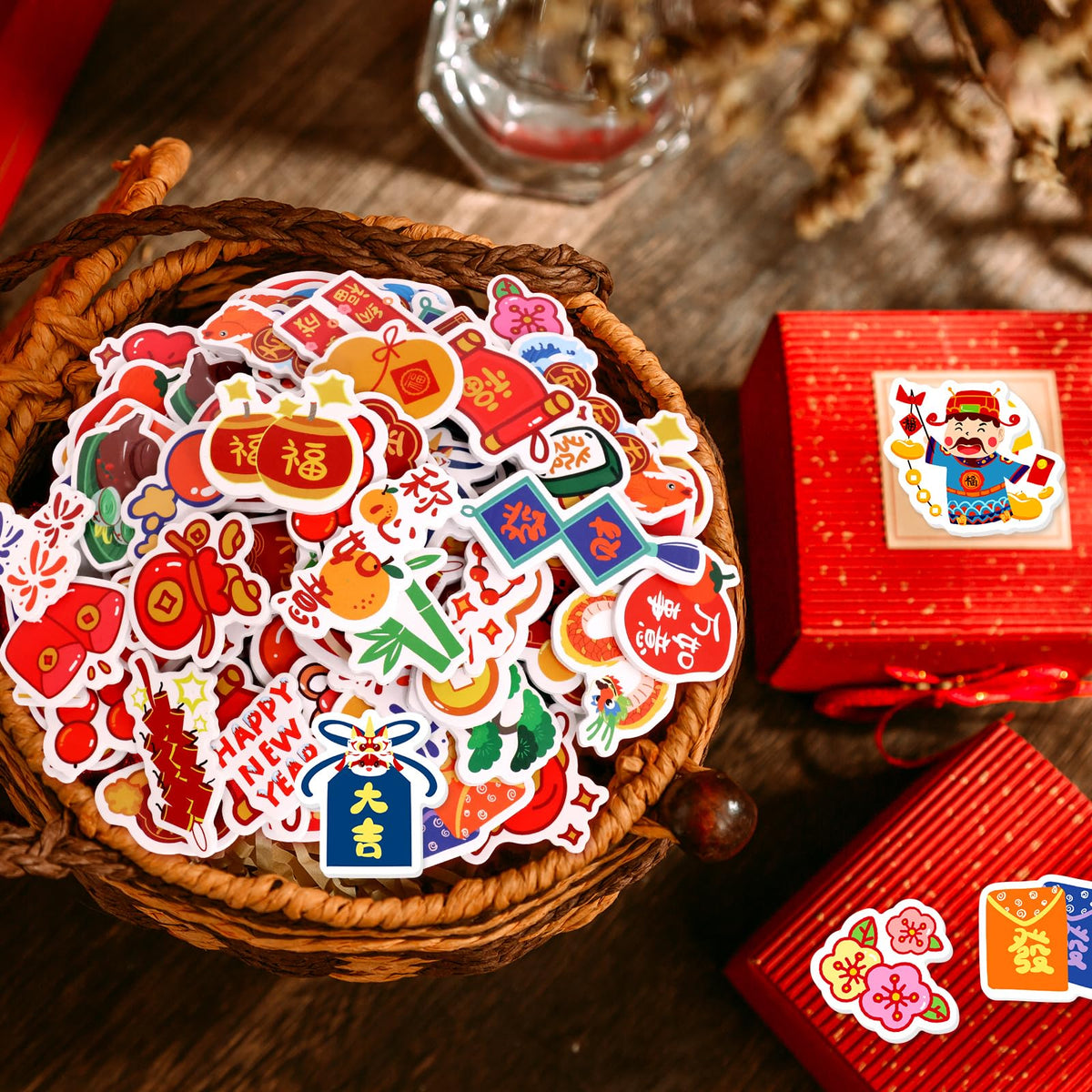 Fancy Land Chinese New Year Foam Stickers – 200Pcs Lunar Year of the Horse Puffy Sticker Set