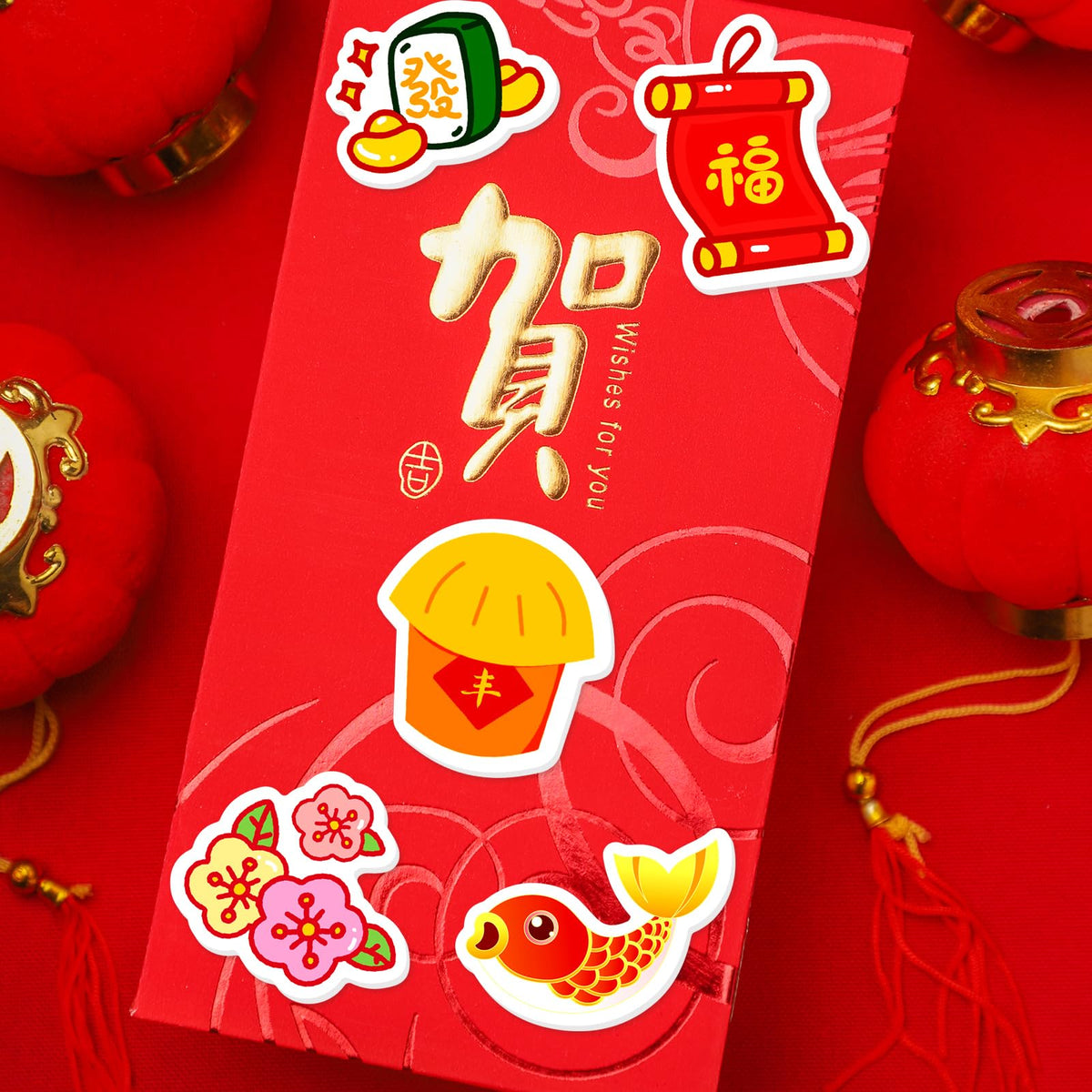 Fancy Land Chinese New Year Foam Stickers – 200Pcs Lunar Year of the Horse Puffy Sticker Set