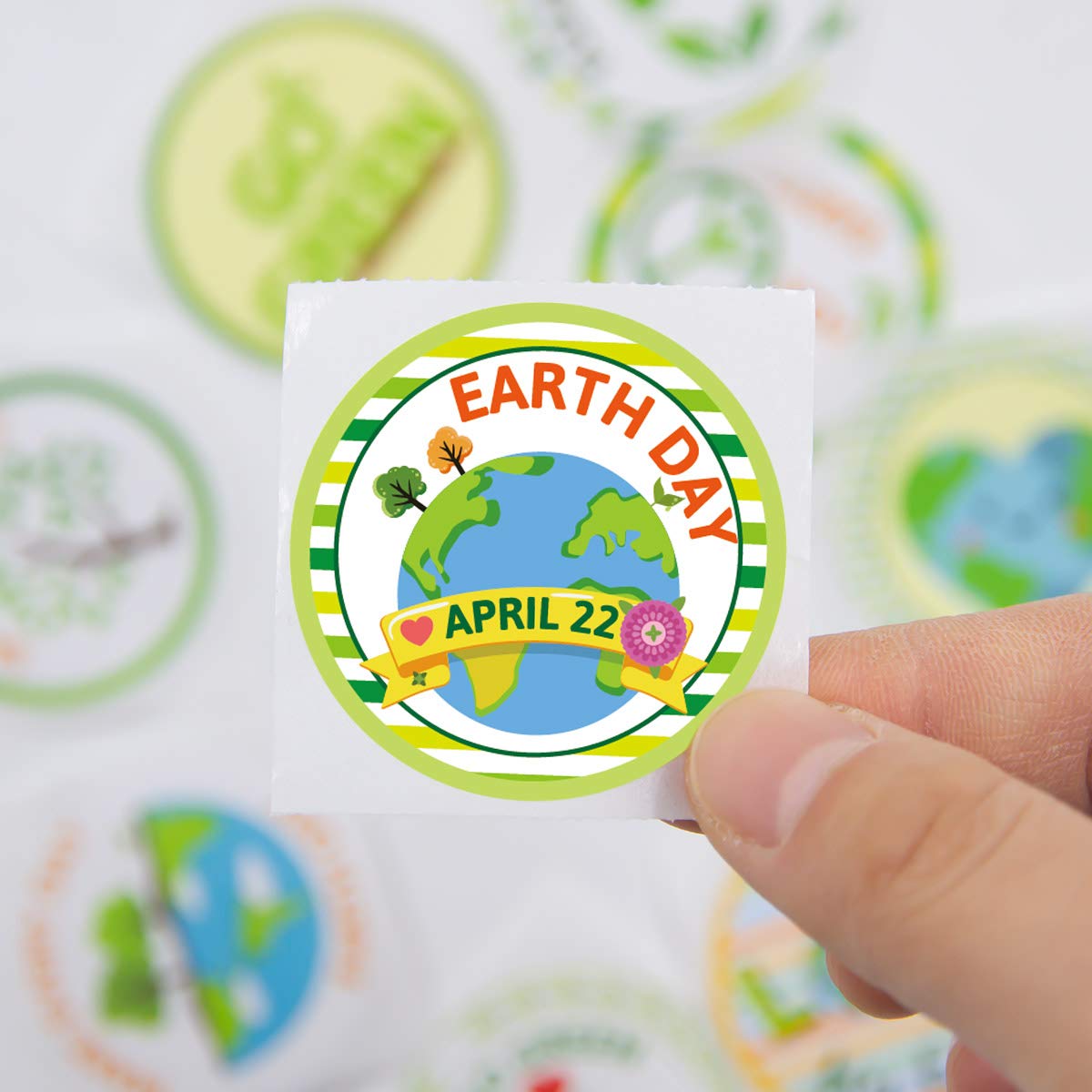 Fancy Land Save The Earth Stickers for Kids – 500-Count Perforated Roll for Classroom Earth Day