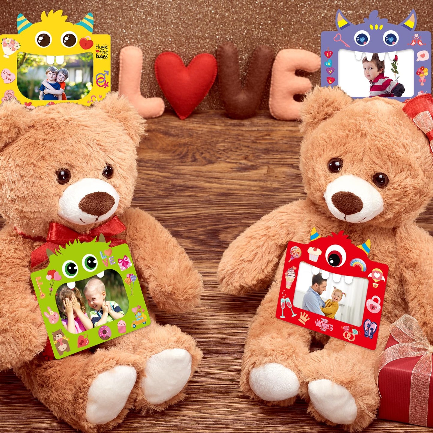 Fancy Land Valentines Picture Frame Craft Kits for Kids – Monster Photo Frames for Valentine’s Day (24 Pack)