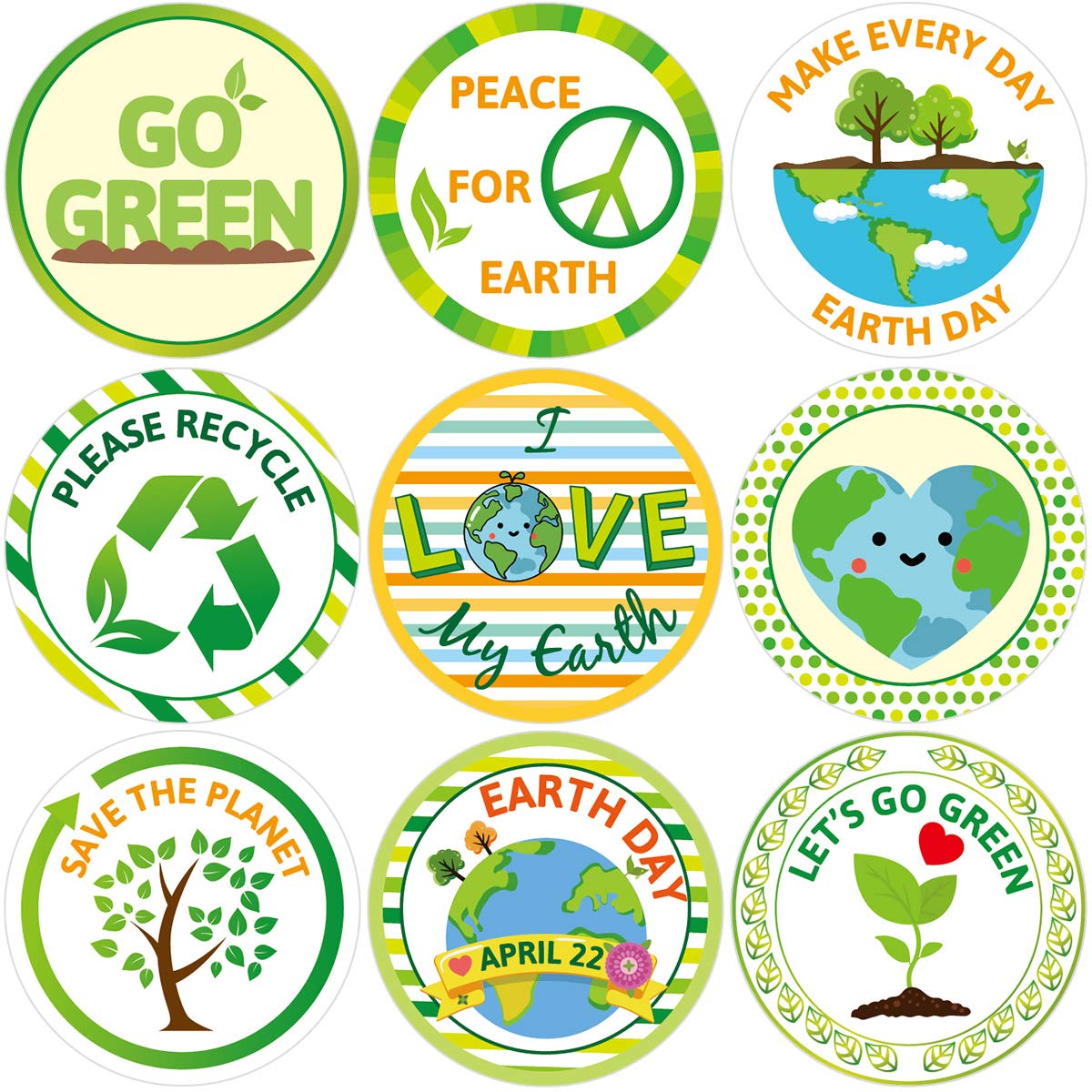 Fancy Land Save The Earth Stickers for Kids – 500-Count Perforated Roll for Classroom Earth Day