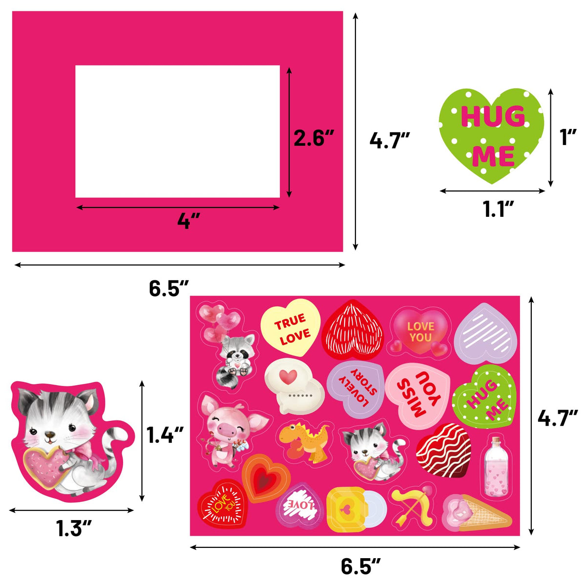 Fancy Land Valentines Frame Craft Kits – 30 Pack with Heart Stickers