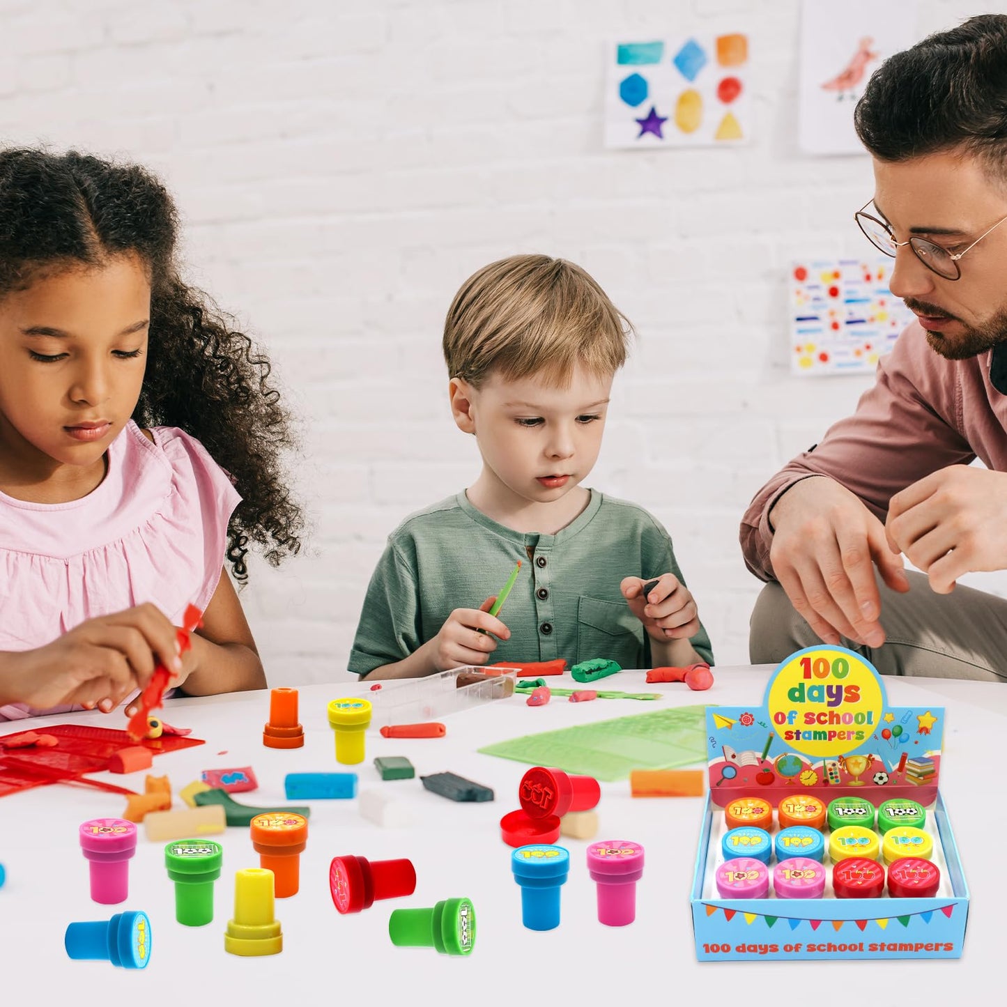 Fancy Land 100 Days of School Stamps – 12 Self-Inking Classroom Rewards (6 Designs)