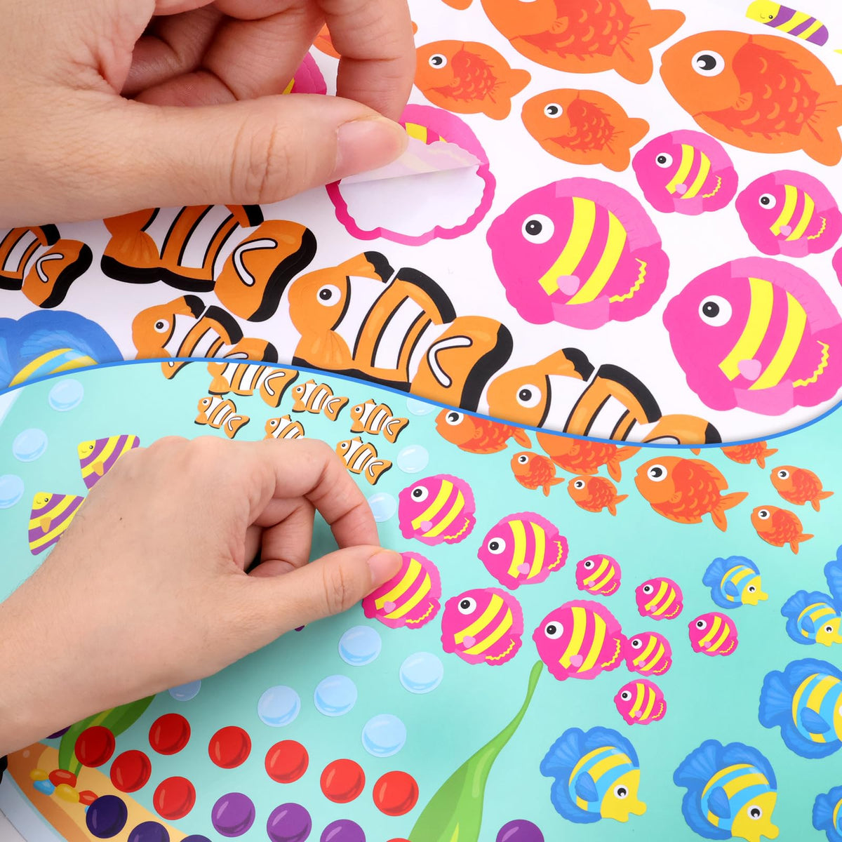 Fancy Land 100th Day Fish Tank Sticker Craft Kit – 16 Backgrounds & 16 Sticker Sheets