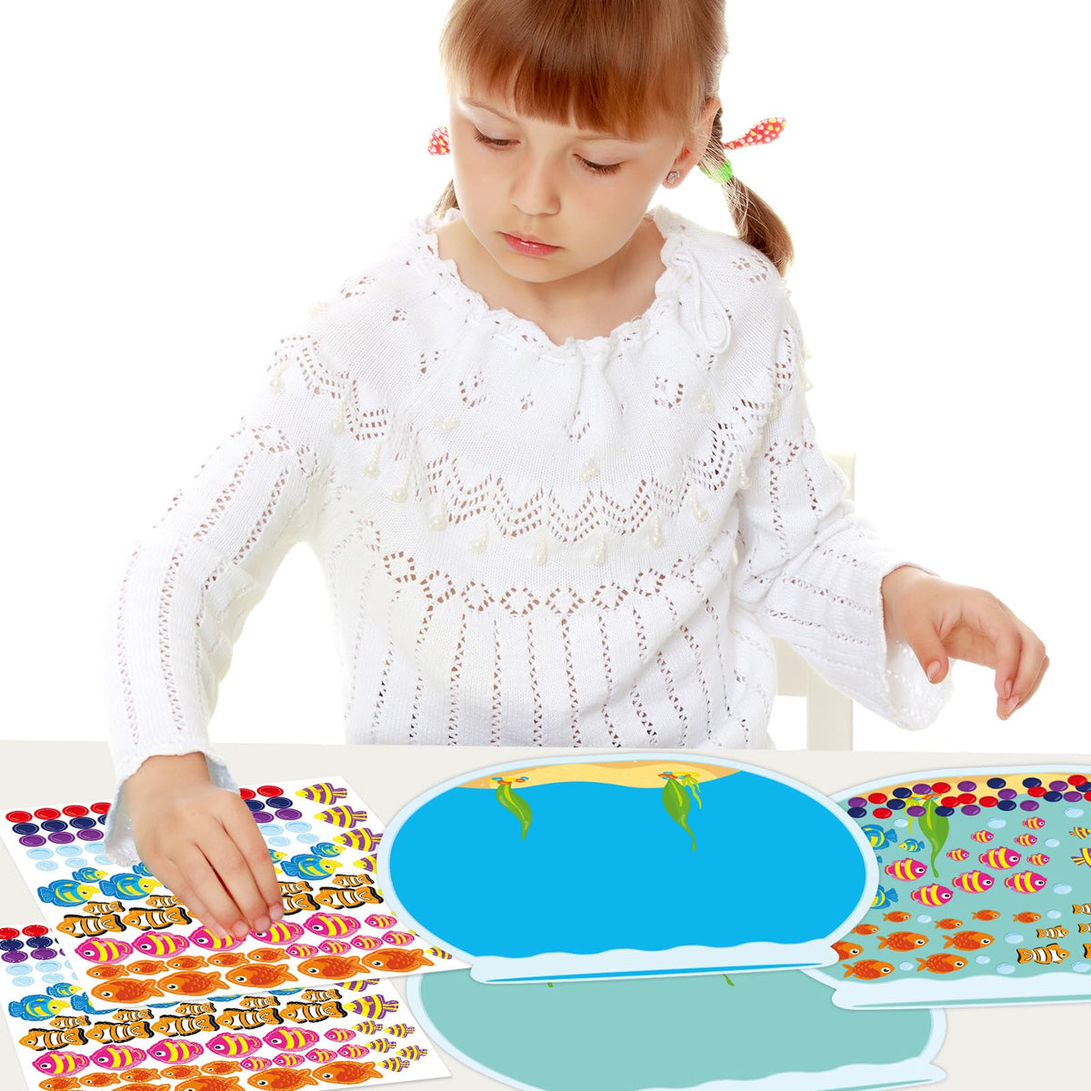 Fancy Land 100th Day Fish Tank Sticker Craft Kit – 16 Backgrounds & 16 Sticker Sheets