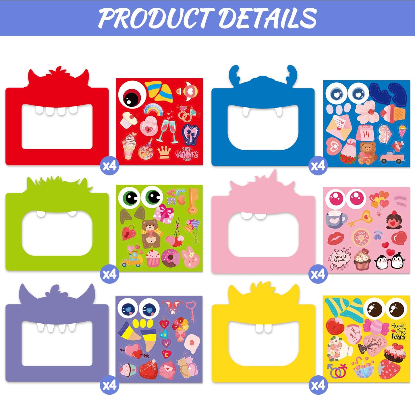 Fancy Land Valentines Picture Frame Craft Kits for Kids – Monster Photo Frames for Valentine’s Day (24 Pack)
