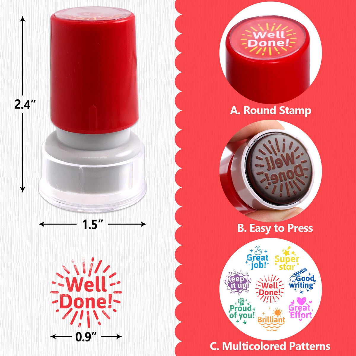 Fancy Land Teacher Stamps – Self-Inking Classroom Rubber Stamp Set (8 Pieces)