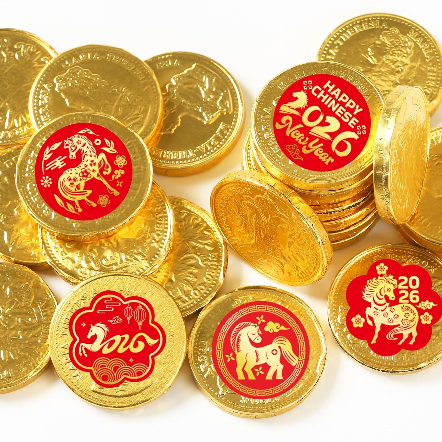 Fancy Land 240 Pcs Chinese New Year Stickers Gold Foil — Year of the Horse, 12 Sheets