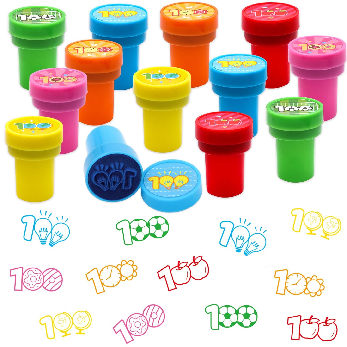 Fancy Land 100 Days of School Stamps – 12 Self-Inking Classroom Rewards (6 Designs)