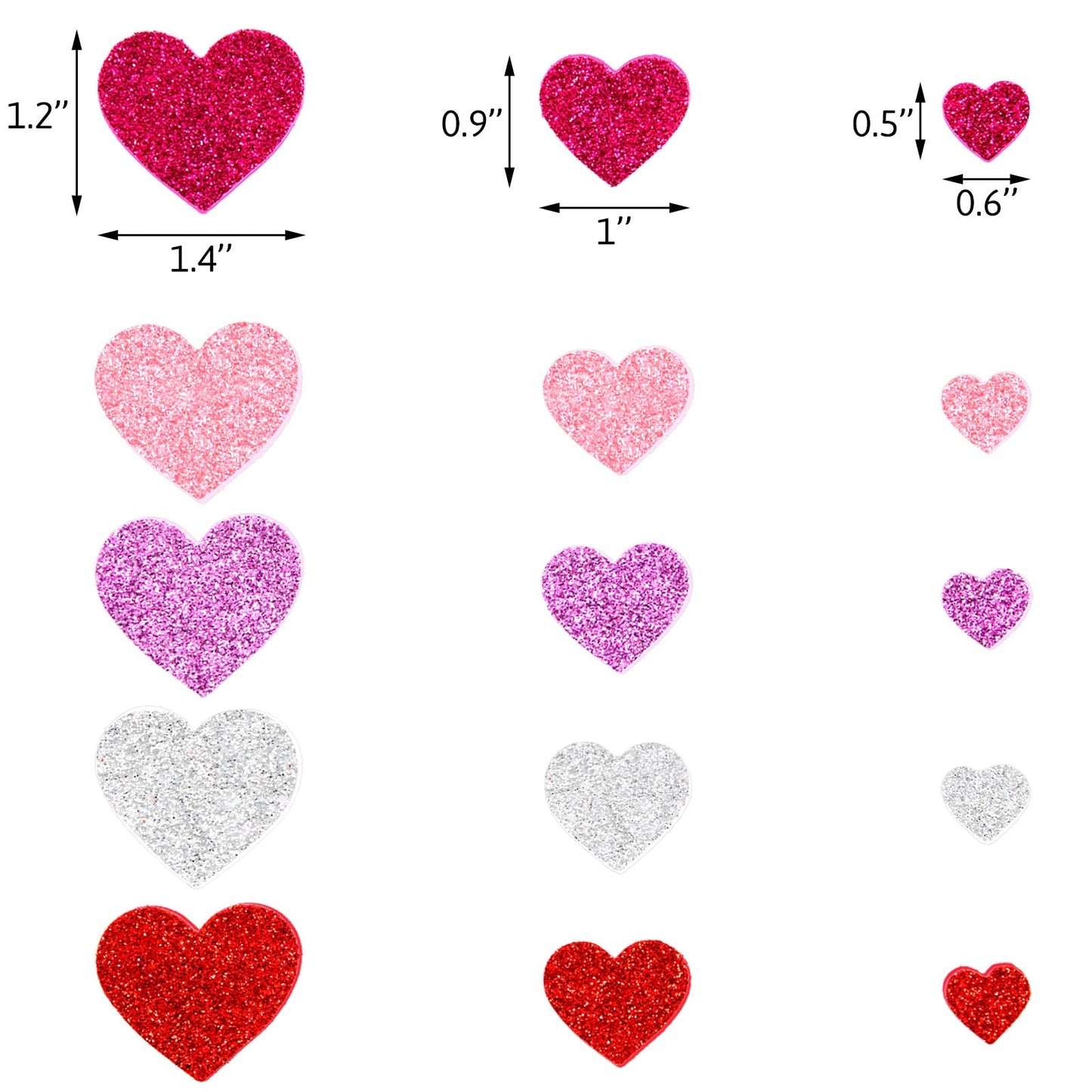 Fancy Land Glitter Heart Stickers – 500 Pcs Foam Heart Shapes, Self-Adhesive
