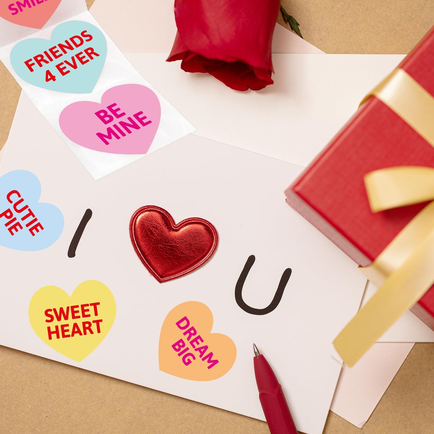 Fancy Land Heart Sticker Set – 500 Colorful Valentine Candy Hearts for Kids