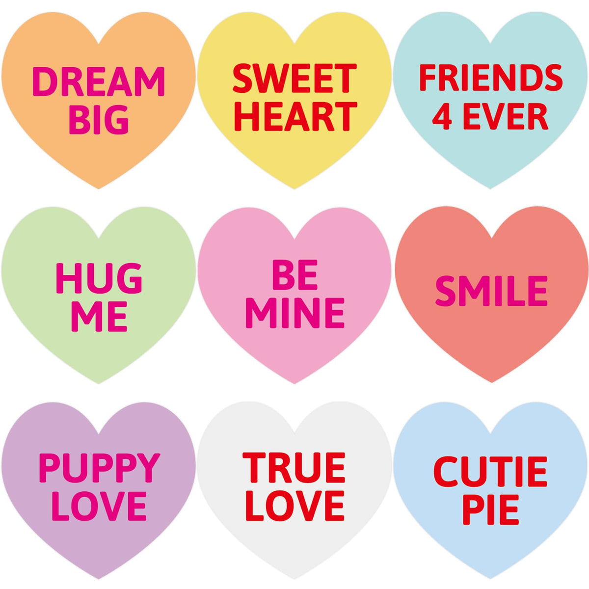 Fancy Land Heart Sticker Set – 500 Colorful Valentine Candy Hearts for Kids