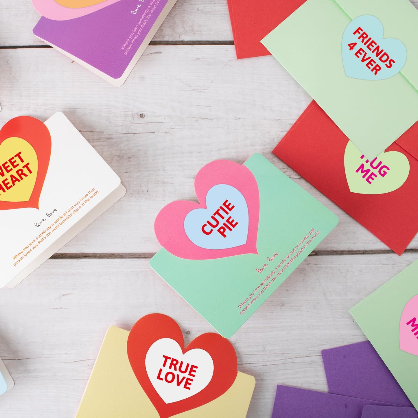 Fancy Land Heart Sticker Set – 500 Colorful Valentine Candy Hearts for Kids