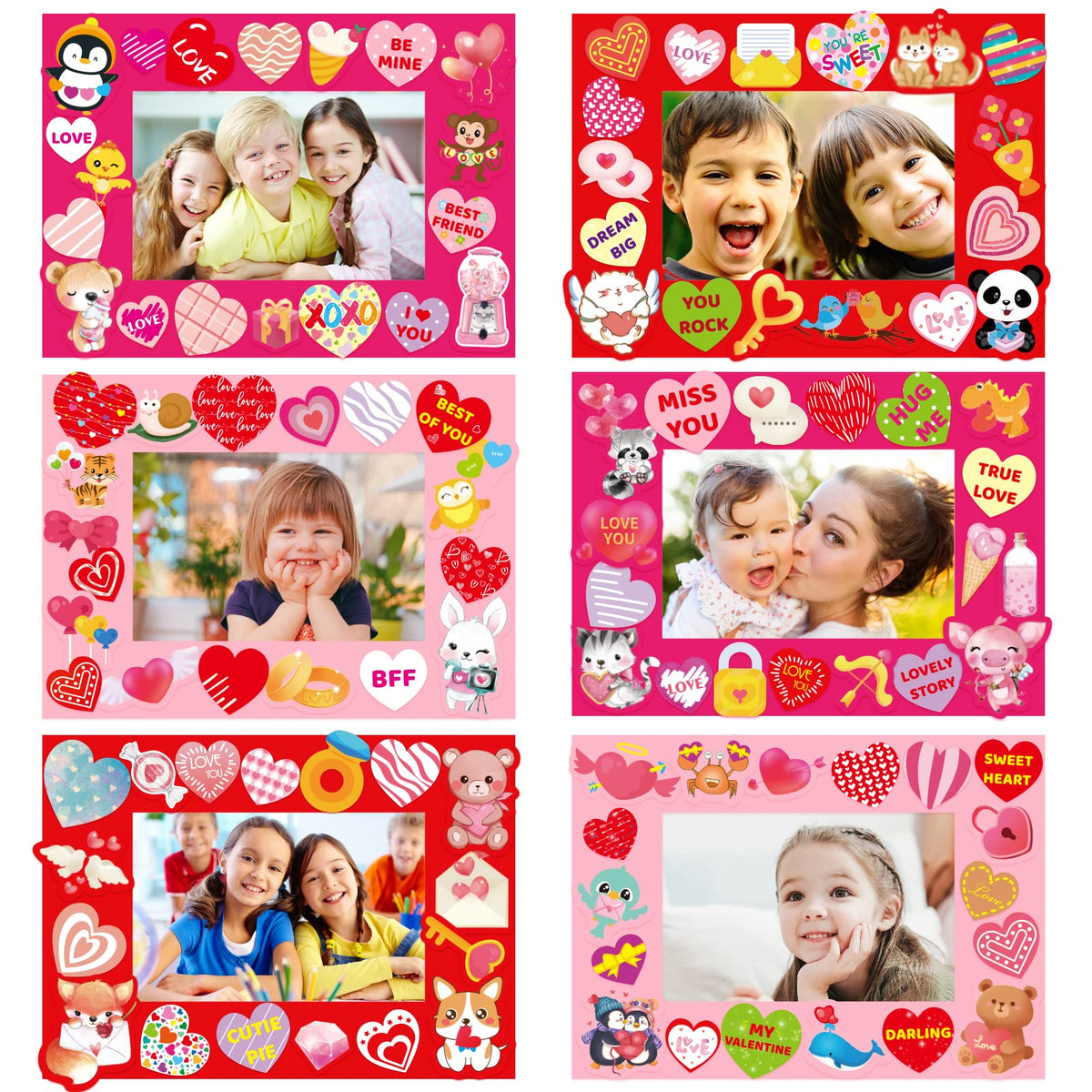 Fancy Land Valentines Frame Craft Kits – 30 Pack with Heart Stickers