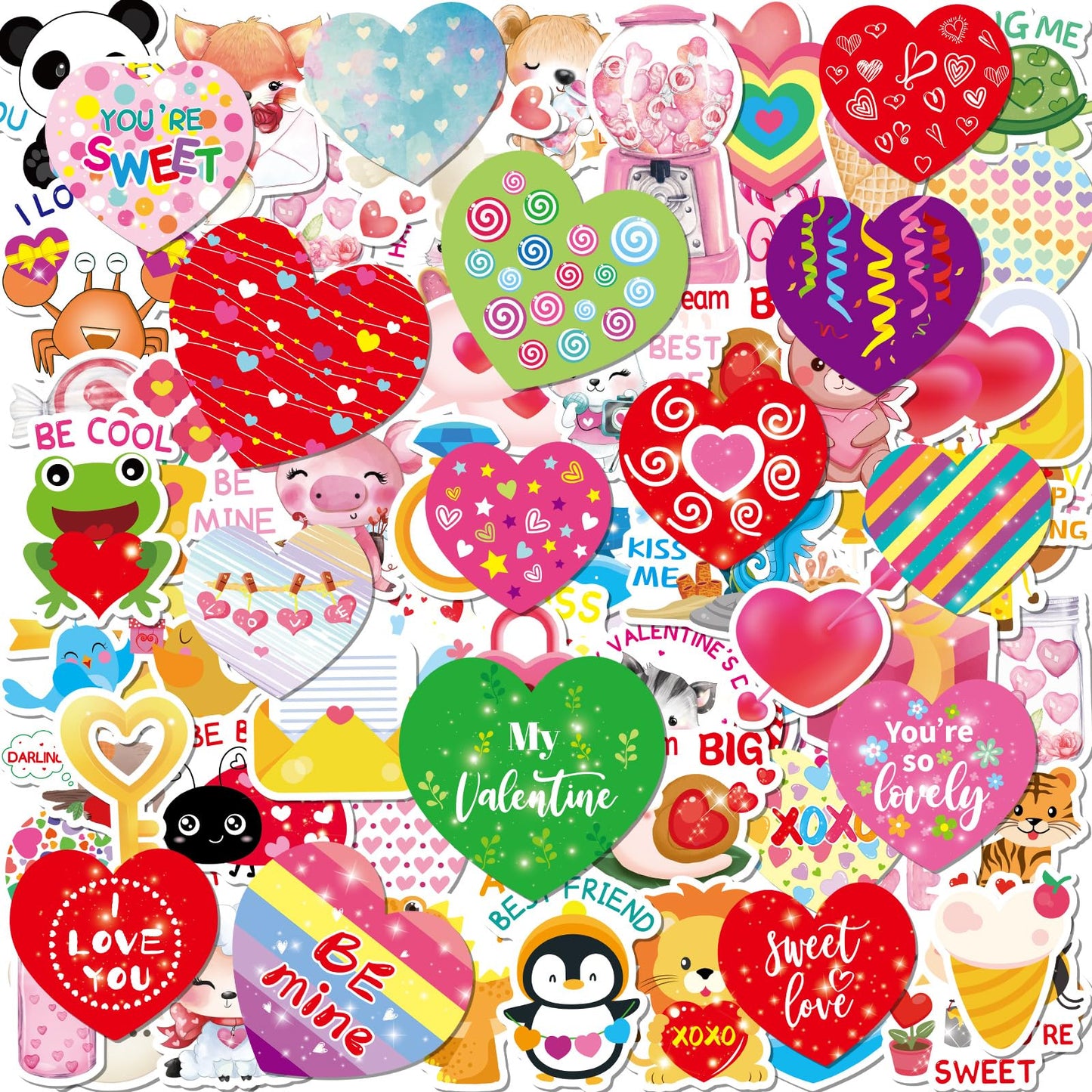 Fancy Land Valentines Stickers for Kids – 100 Pcs Waterproof Vinyl