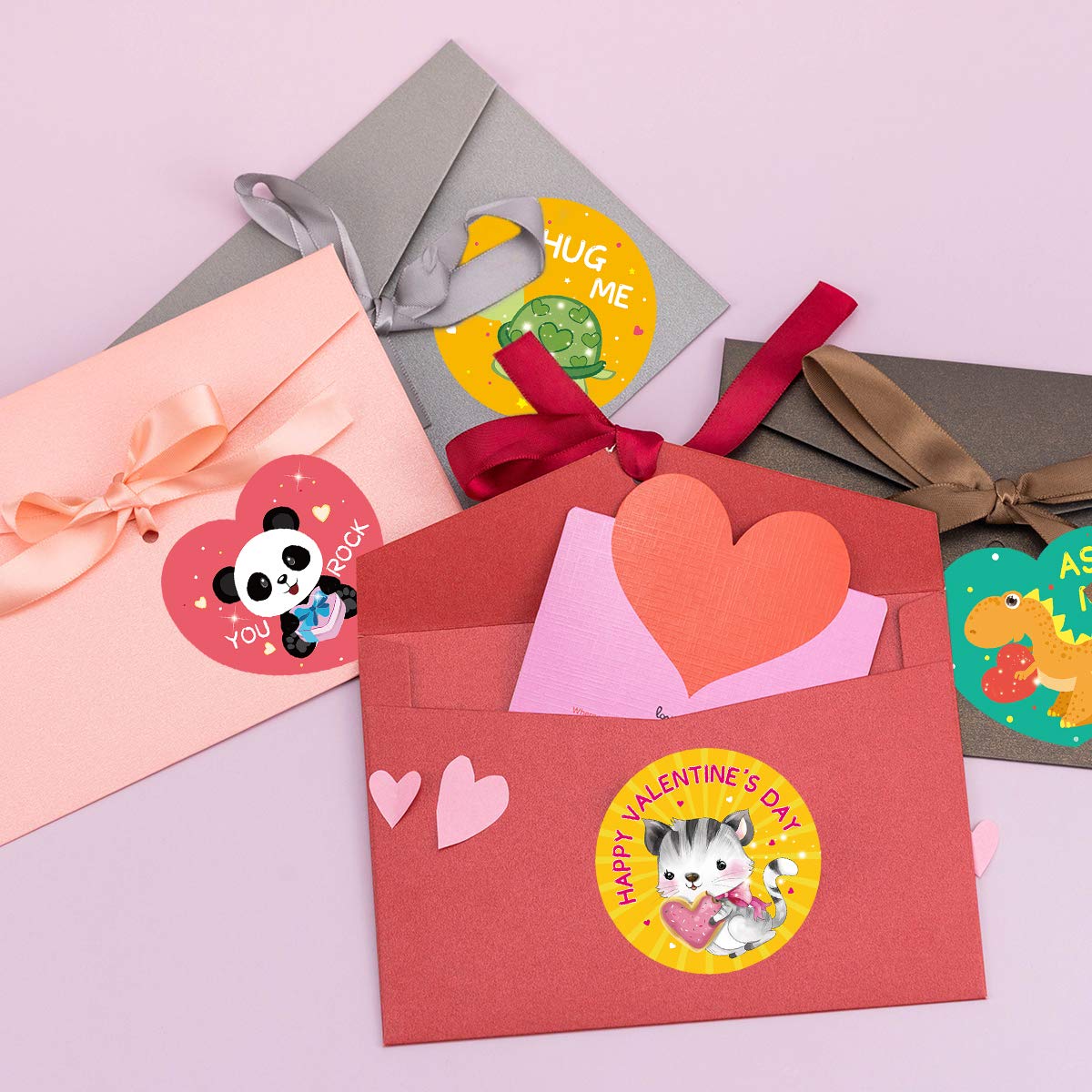Fancy Land 600 Valentines Stickers for Kids – Heart & Animal Designs for Party Decoration