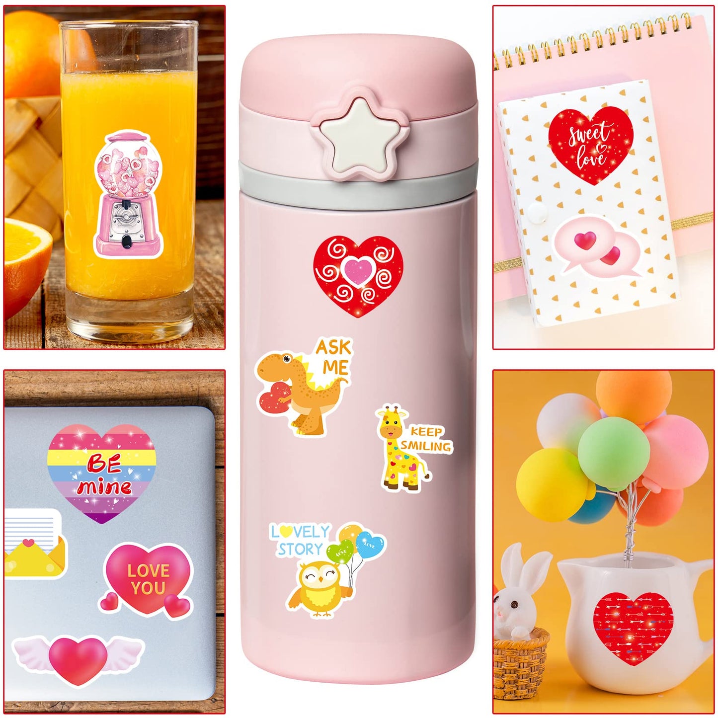 Fancy Land Valentines Stickers for Kids – 100 Pcs Waterproof Vinyl