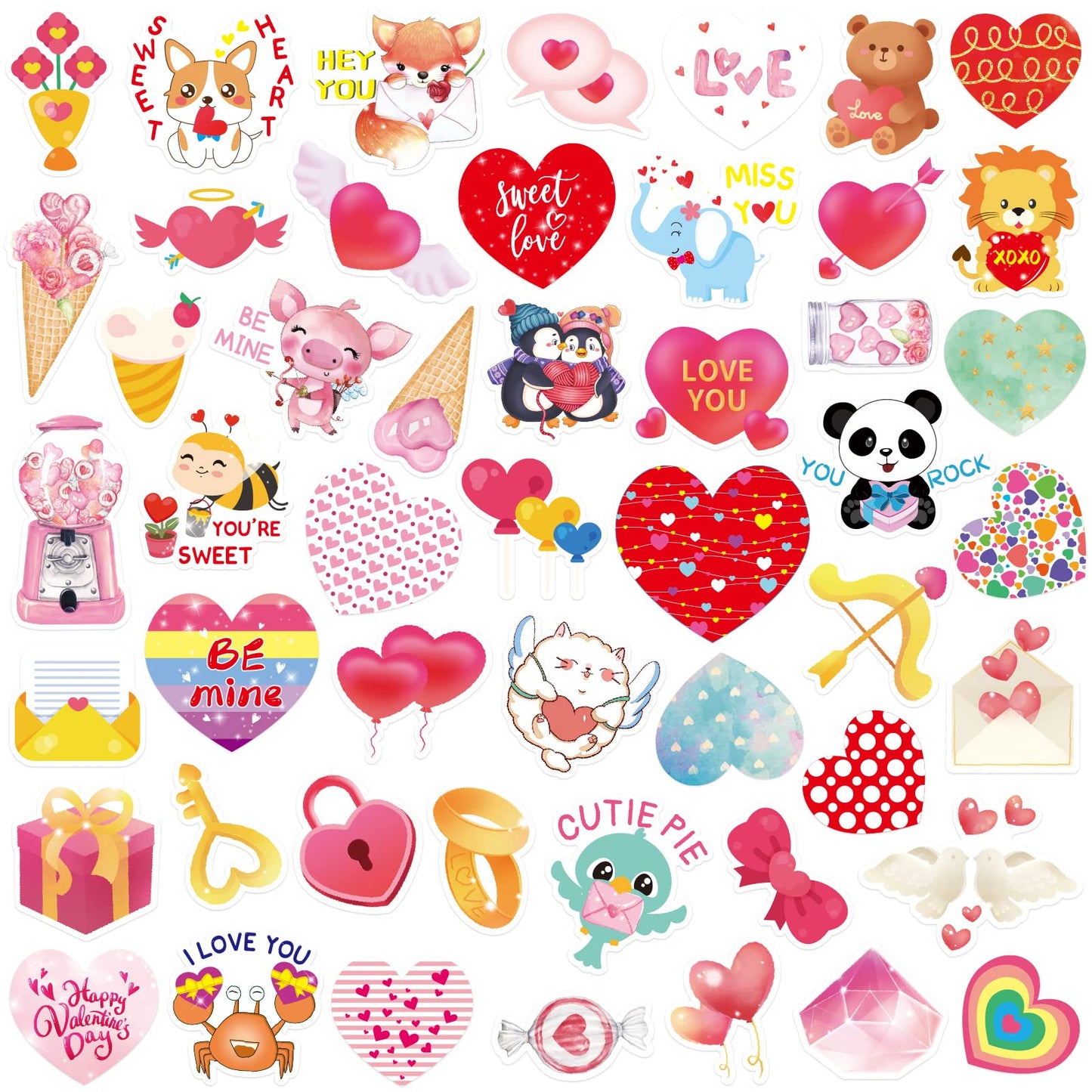 Fancy Land Valentines Stickers for Kids – 100 Pcs Waterproof Vinyl