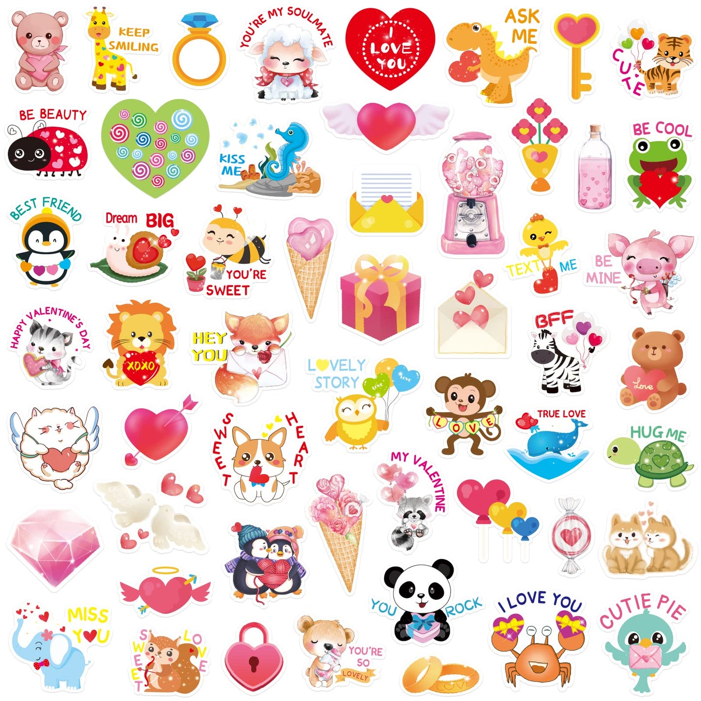 Fancy Land Valentines Stickers for Kids – 100 Pcs Waterproof Vinyl