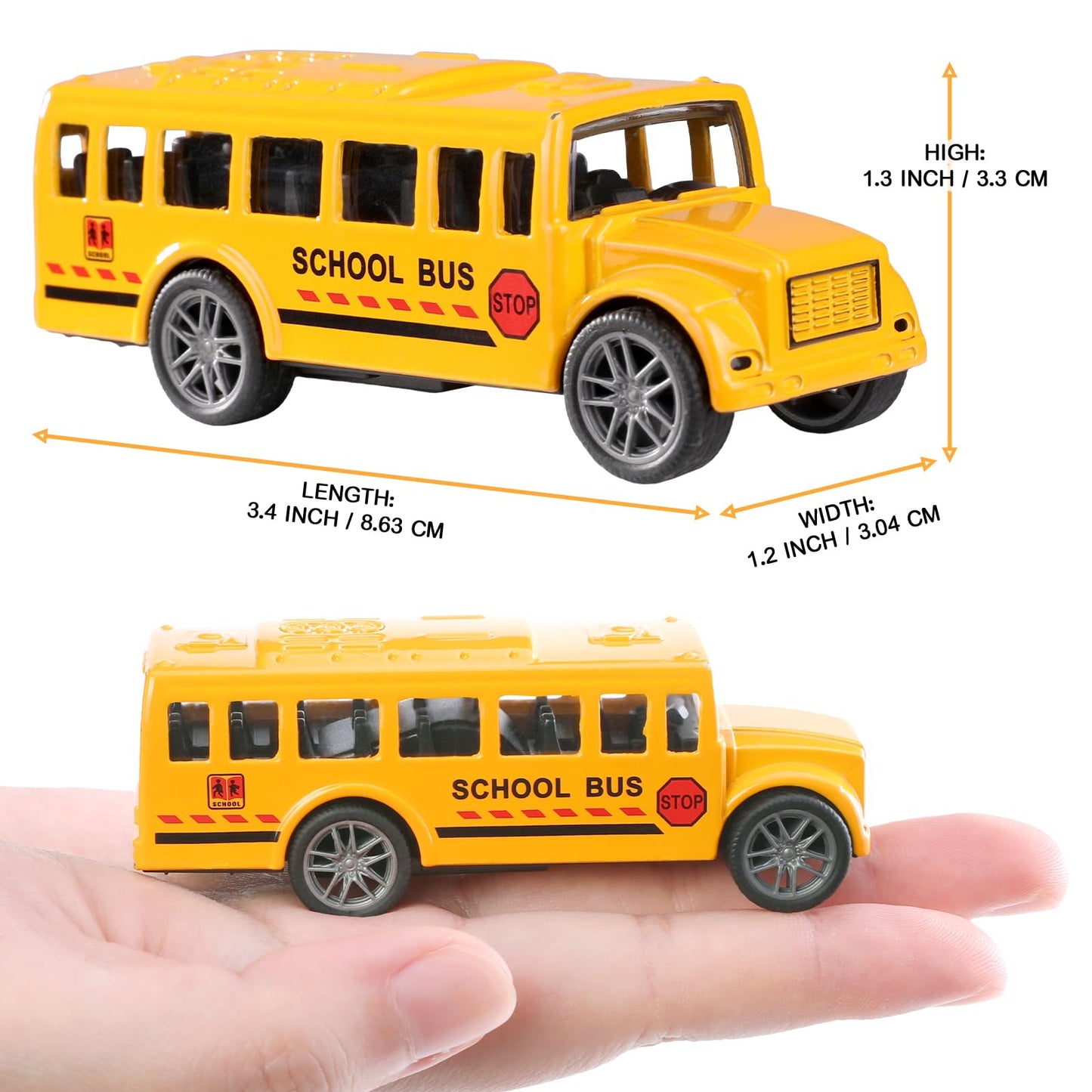 FANELEQU 20-Pack 3.4-Inch Yellow School Bus Die-Cast Pull-Back Toys