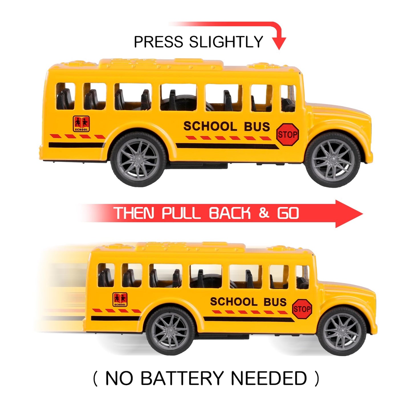 FANELEQU 20-Pack 3.4-Inch Yellow School Bus Die-Cast Pull-Back Toys