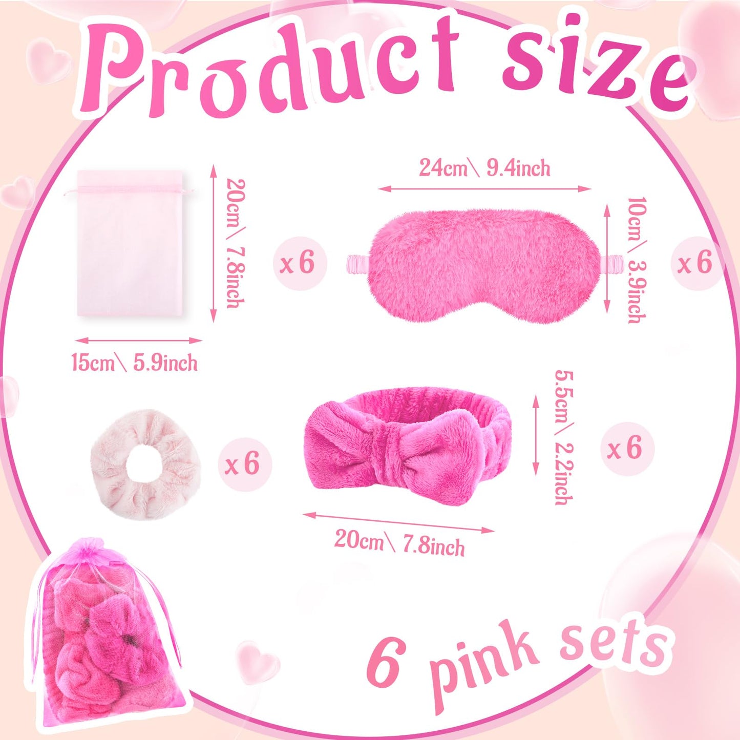 Fanfanwin 36-Piece Pink Sleepover Party Kit for Girls — Blankets, Pillows, Eye Masks, Headbands & Scrunchies