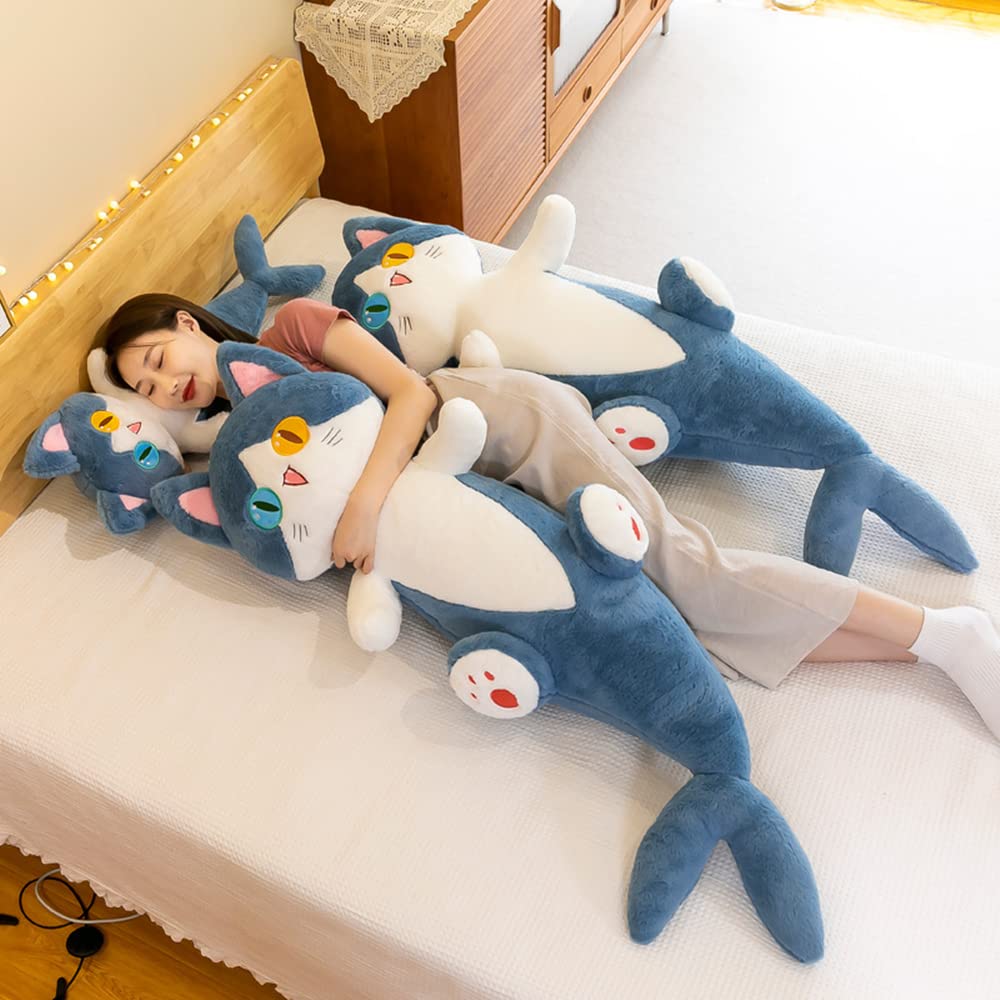 FANGYU Plush Shark Cat Pillow — Soft Stuffed Toy, 50cm/19.6in