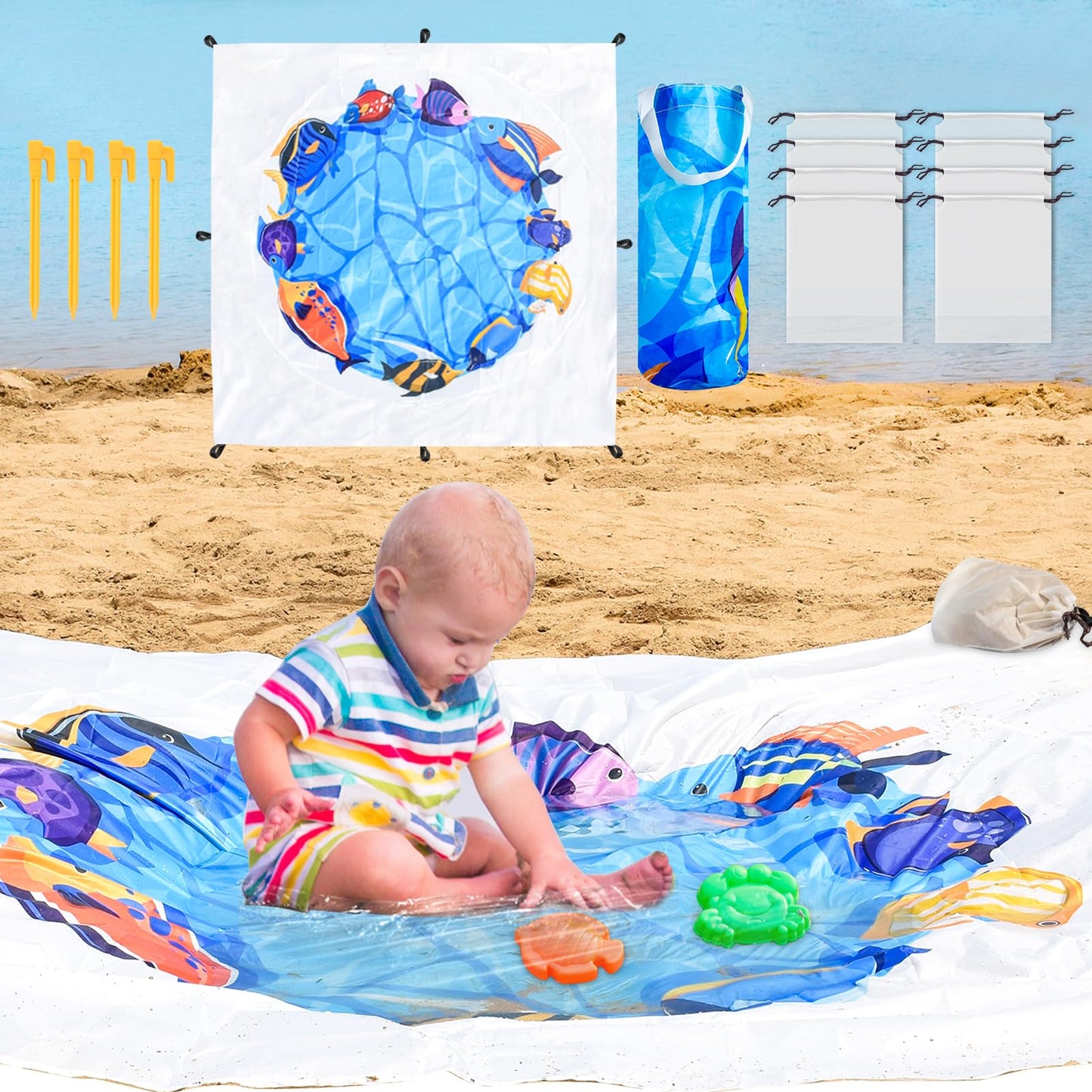 Fantang 6.5ft Baby Beach Pool – 2-in-1 Portable Kids Pool & Blanket