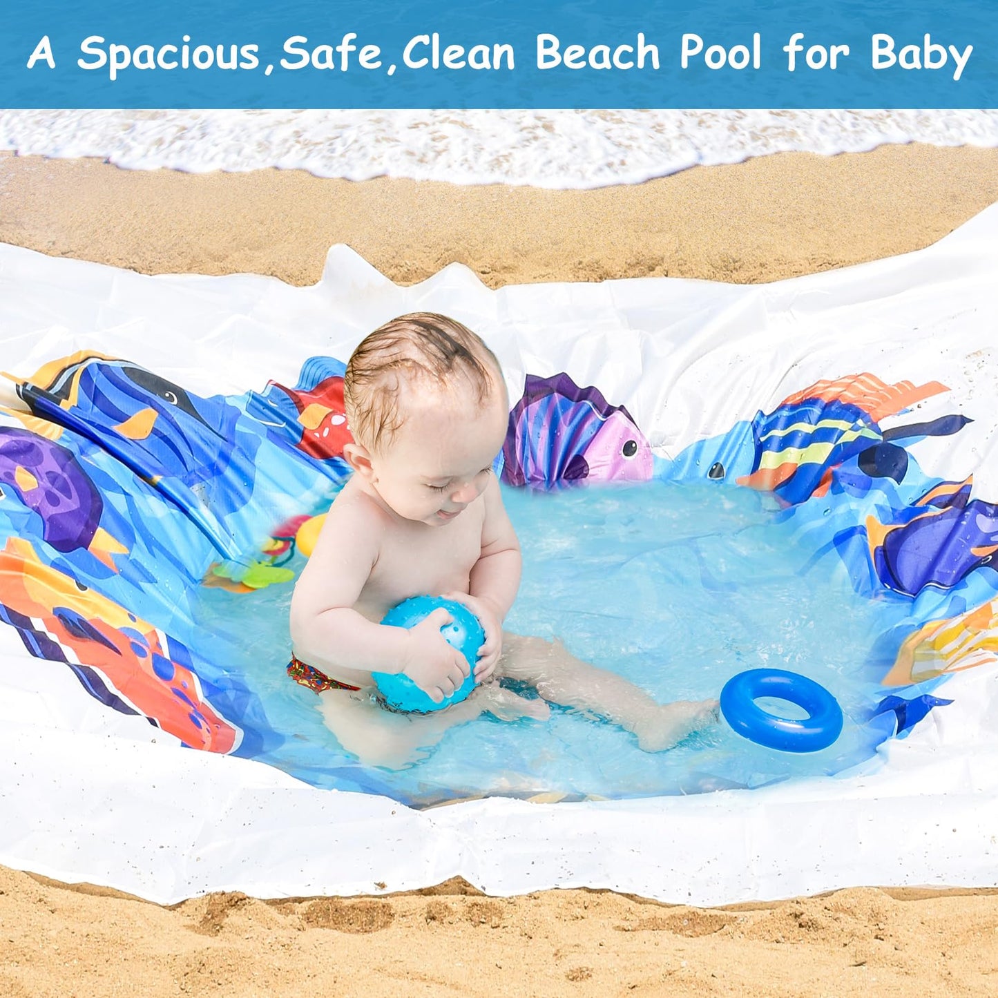 Fantang 6.5ft Baby Beach Pool – 2-in-1 Portable Kids Pool & Blanket