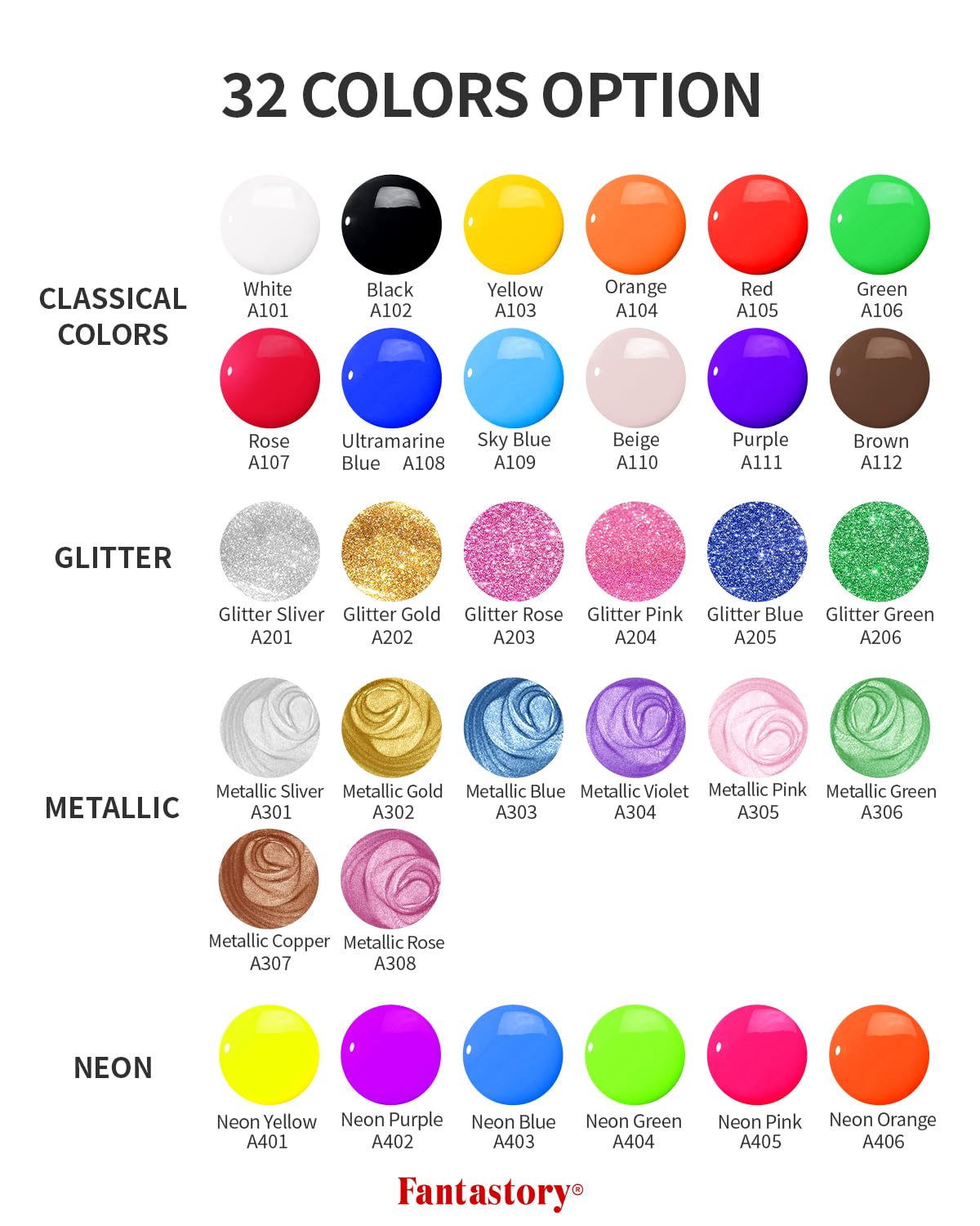 Fantastory Tempera Paint for Kids – 32 Colors, Washable & Non-Toxic (2 oz)