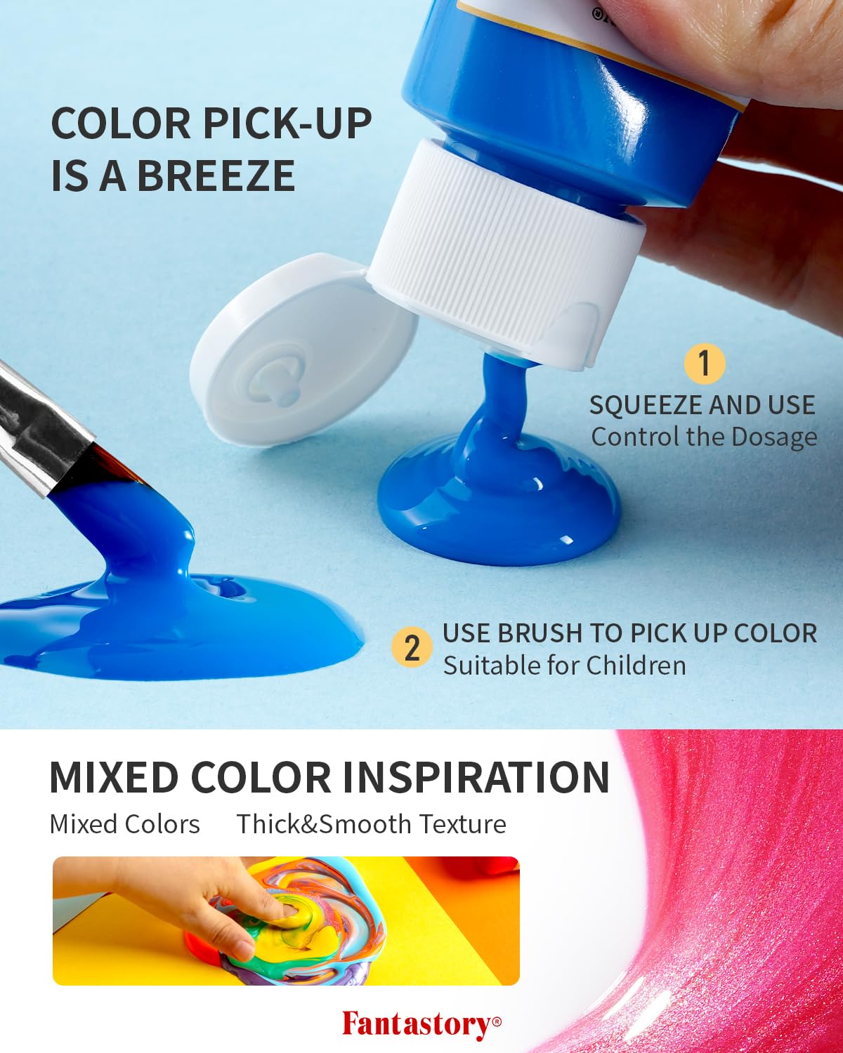 Fantastory Tempera Paint for Kids – 32 Colors, Washable & Non-Toxic (2 oz)