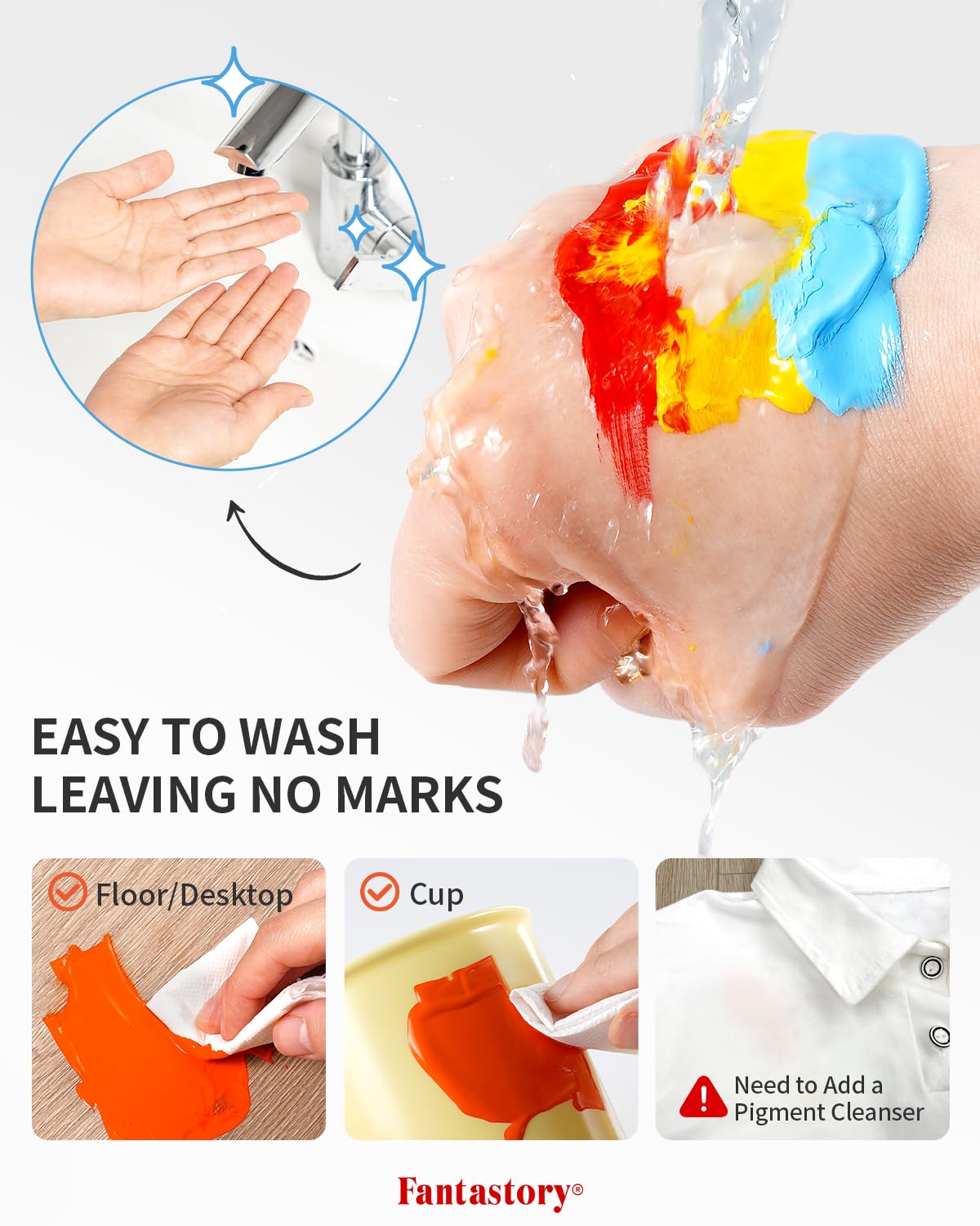 Fantastory Tempera Paint for Kids – 32 Colors, Washable & Non-Toxic (2 oz)