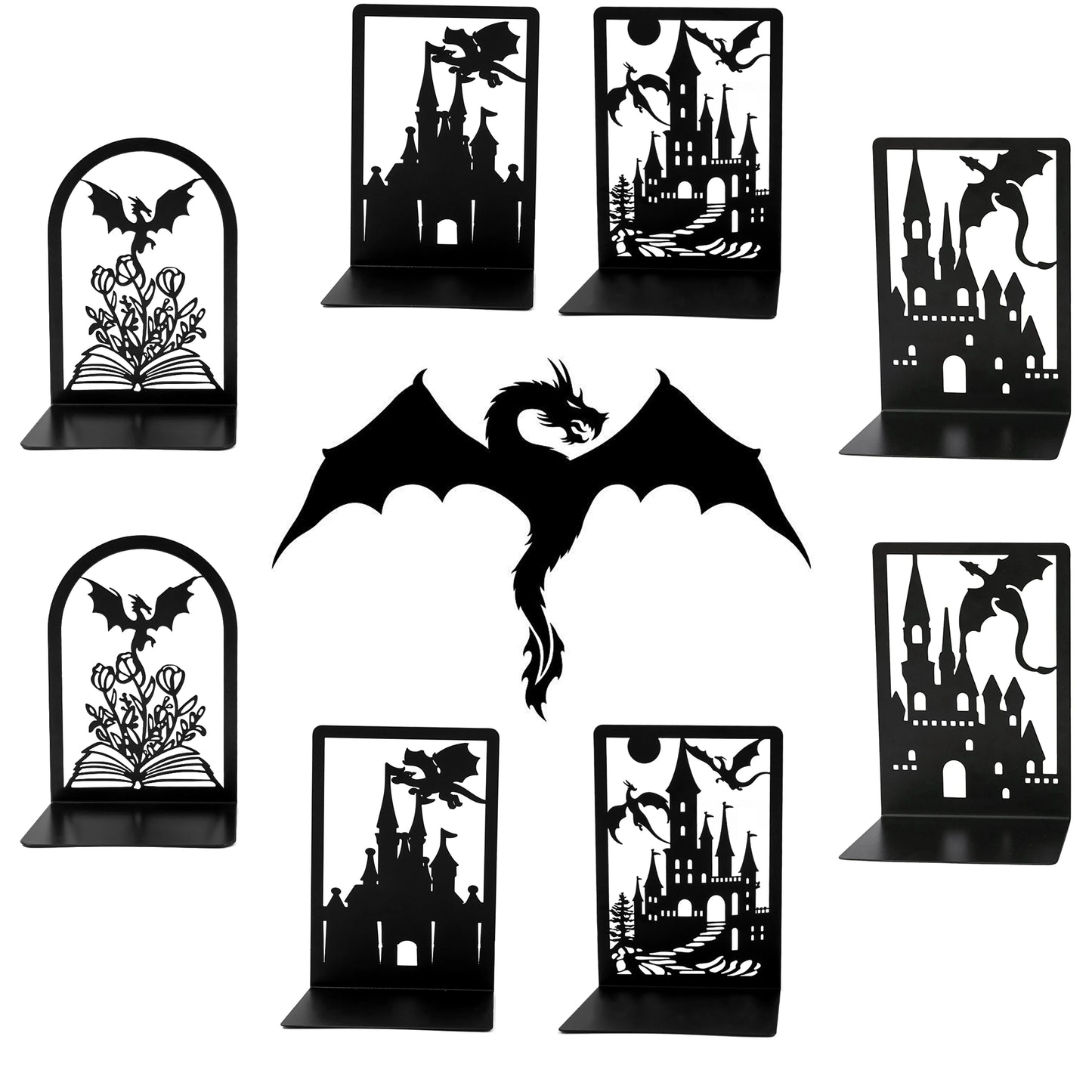 Fantasy Dragon Bookends – Heavy Duty Iron Book Holders for Home & Office