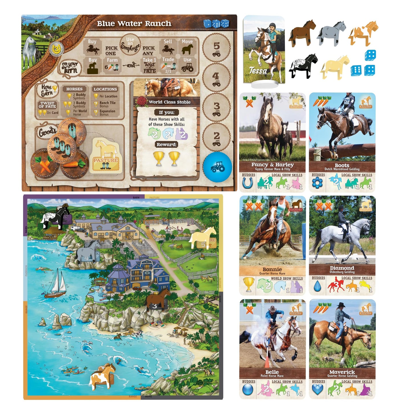 Fantasy Ranch Board Game – Family Horse Ranch Strategy & Trail Ride Bonus
