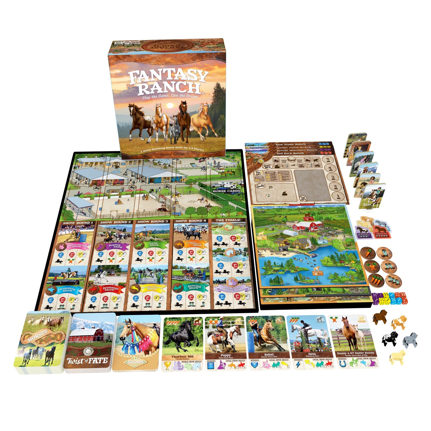 Fantasy Ranch Board Game – Family Horse Ranch Strategy & Trail Ride Bonus