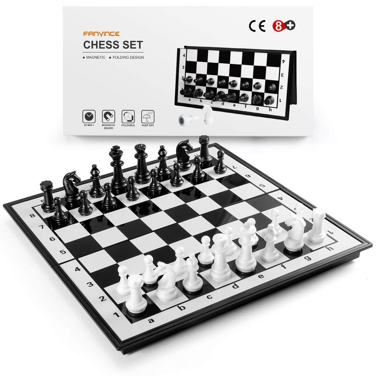FanVince Magnetic Folding Travel Chess Set – 9.5-Inch Portable Board