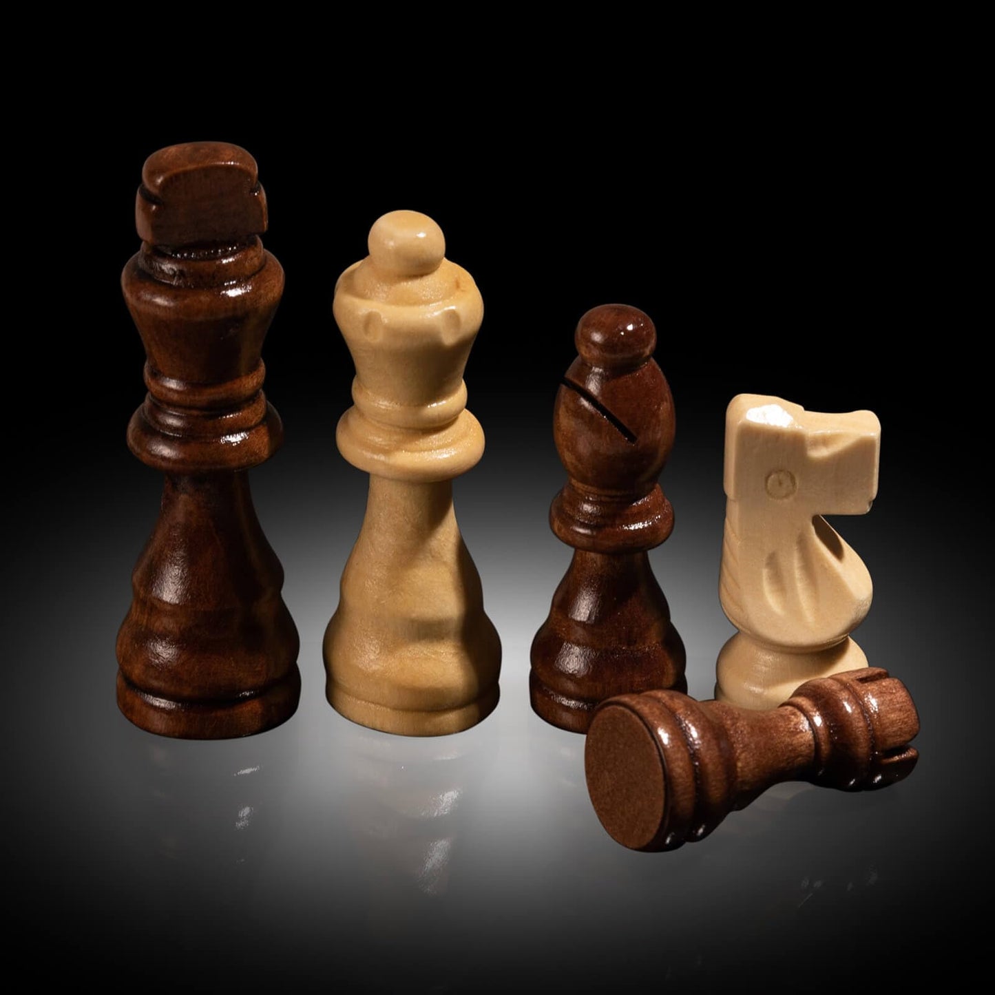FanVince Walnut Chess Set – 15-Inch Folding Travel Board with 2 Extra Queens