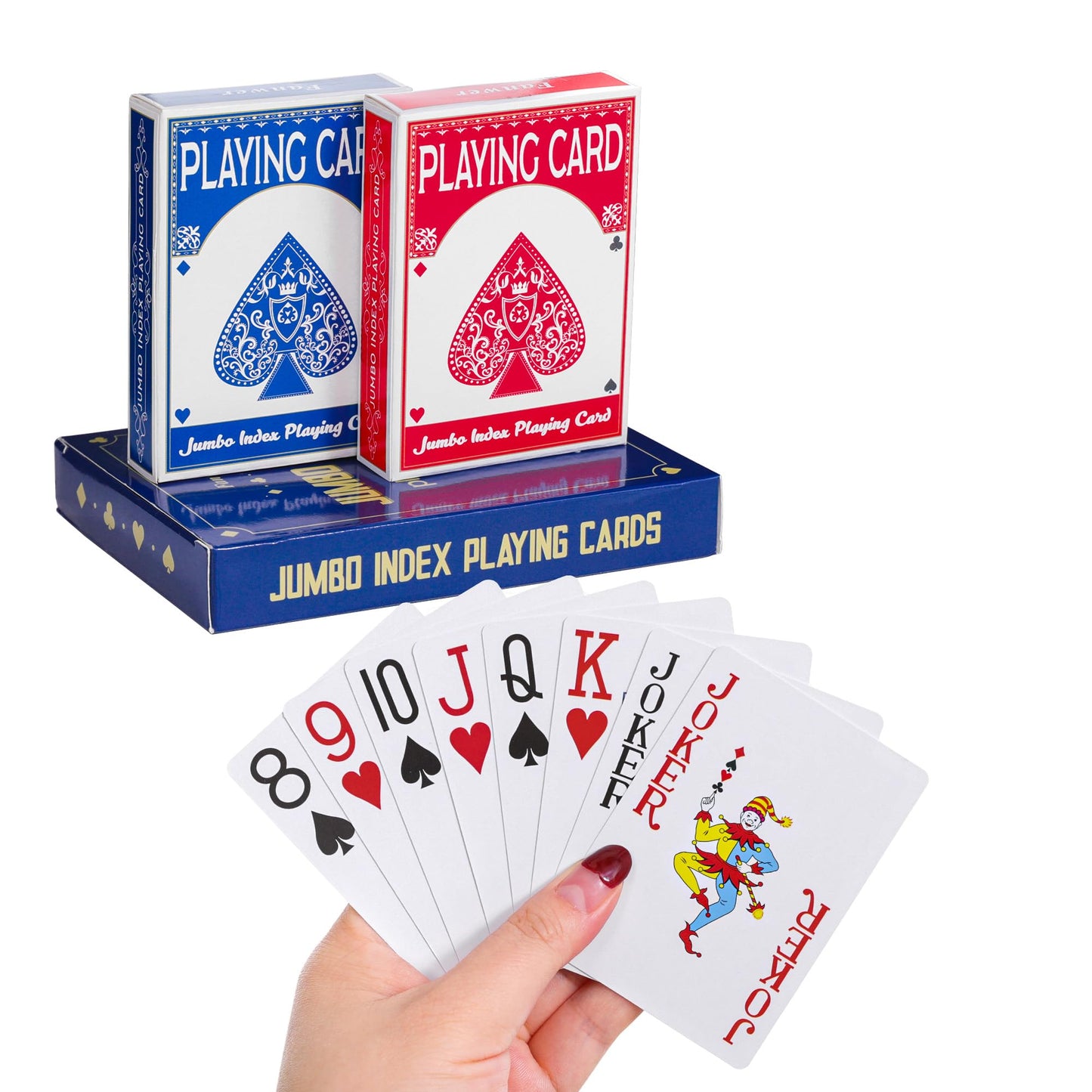 Fanwer Large-Print Playing Cards for Seniors – 2 Pack for Blackjack, Euchre, Canasta