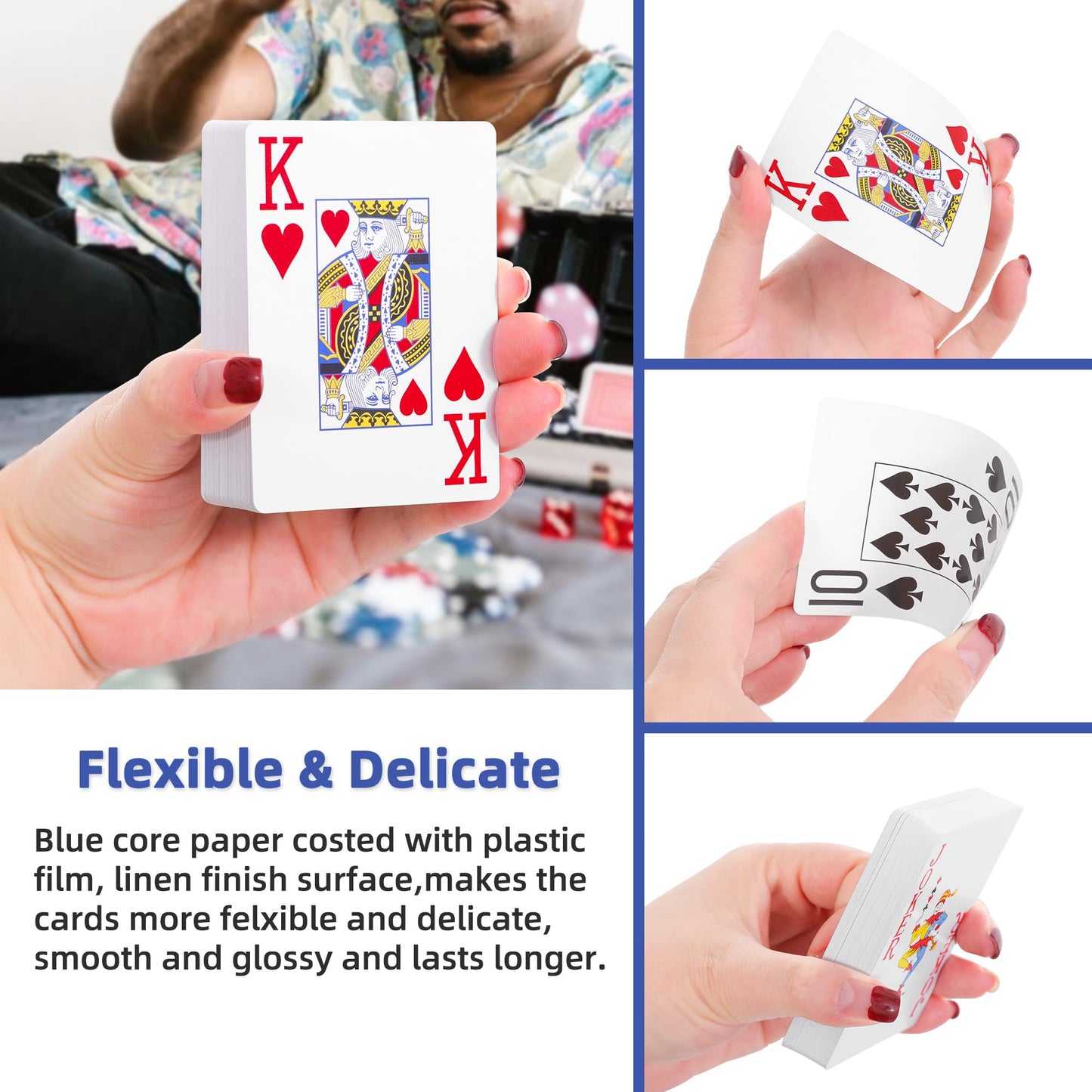 Fanwer Large Print Playing Cards 6 Pack – Jumbo Index Decks for Seniors and Low Vision Players
