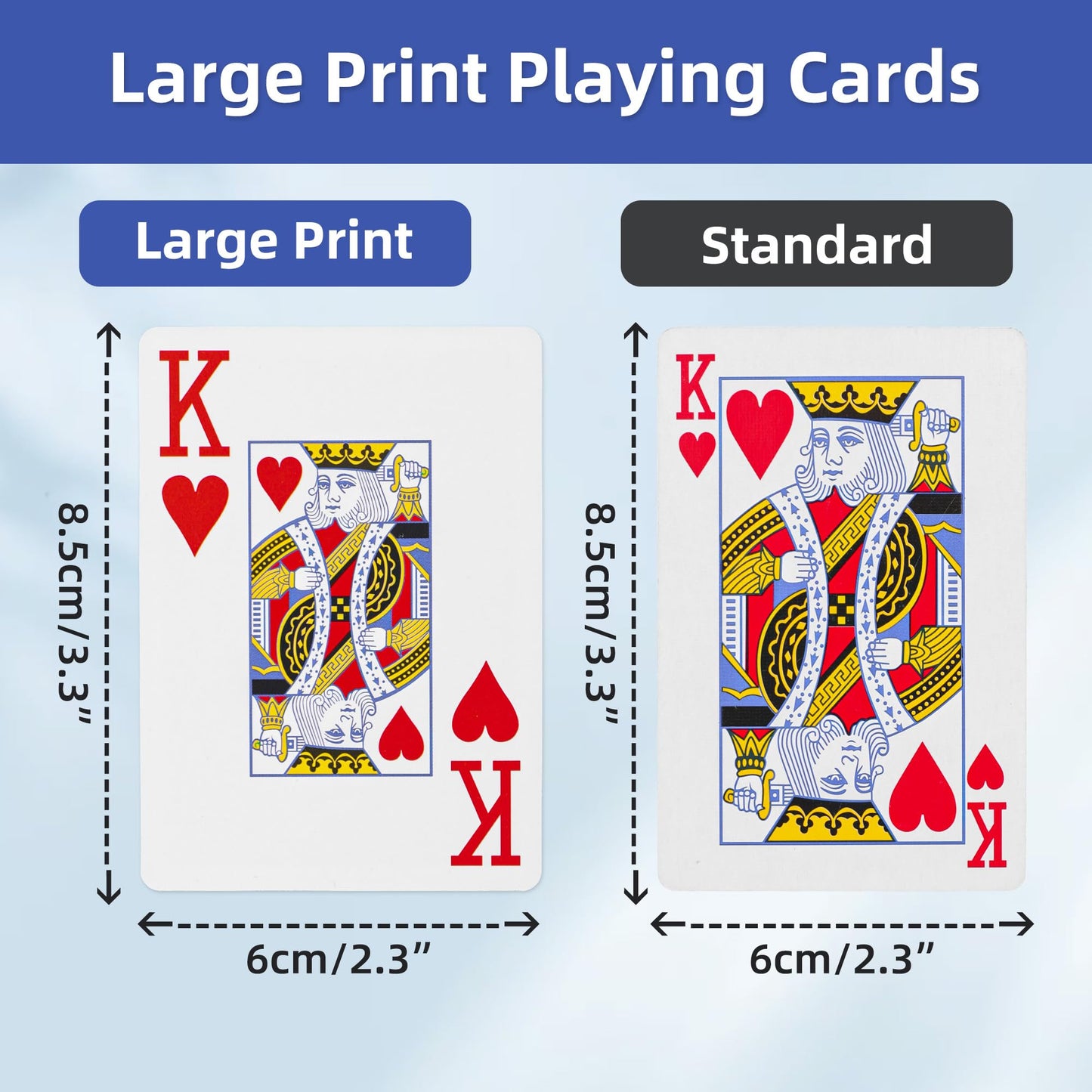 Fanwer Large Print Playing Cards 6 Pack – Jumbo Index Decks for Seniors and Low Vision Players