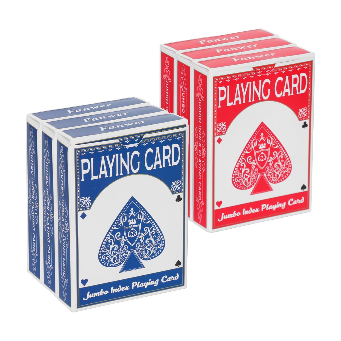 Fanwer Large Print Playing Cards 6 Pack – Jumbo Index Decks for Seniors and Low Vision Players