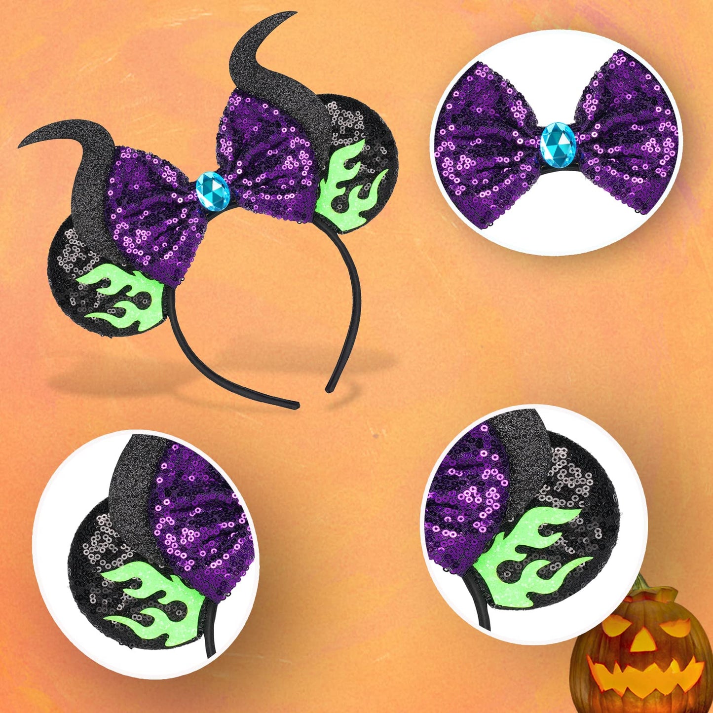 FANYITY Mouse Ears Headband with Sequins (MN) – One Size Fits Most