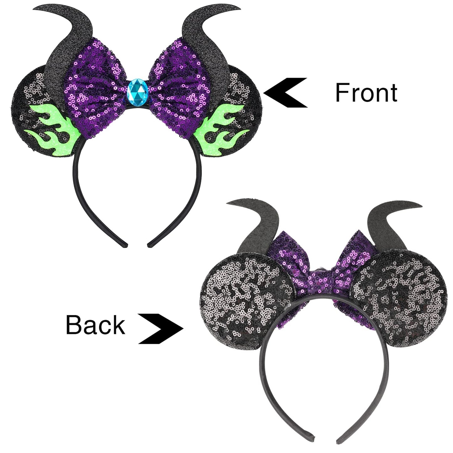 FANYITY Mouse Ears Headband with Sequins (MN) – One Size Fits Most