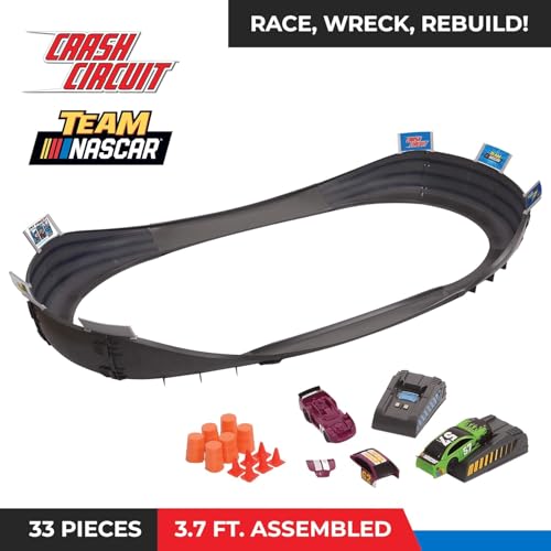 Far Out Toys NASCAR Crash Circuit Short Track Slot Car Race Set – 2 Electric Cars