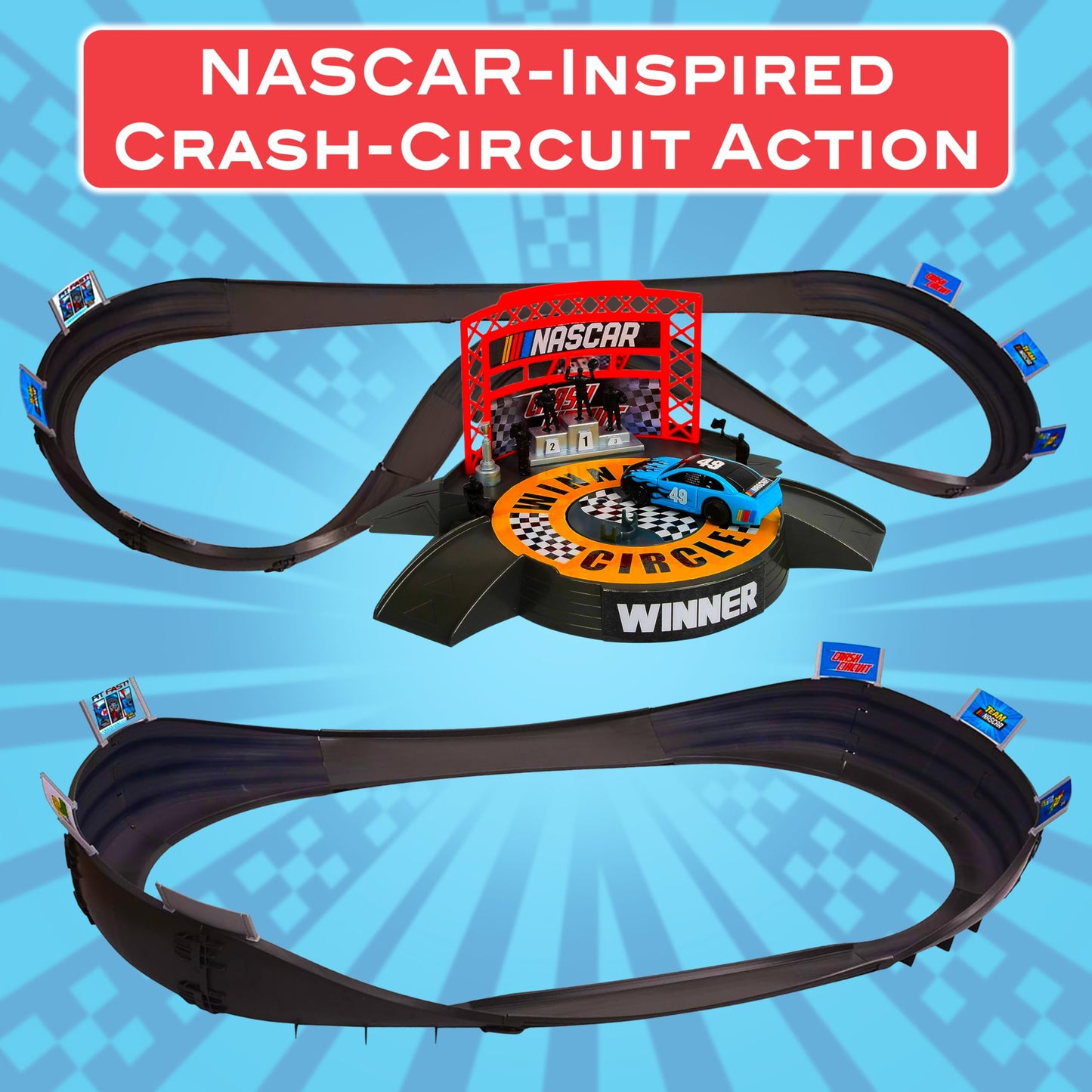 Far Out Toys NASCAR Crash Circuit Ultimate Road Course Bundle – 4 Electric Cars