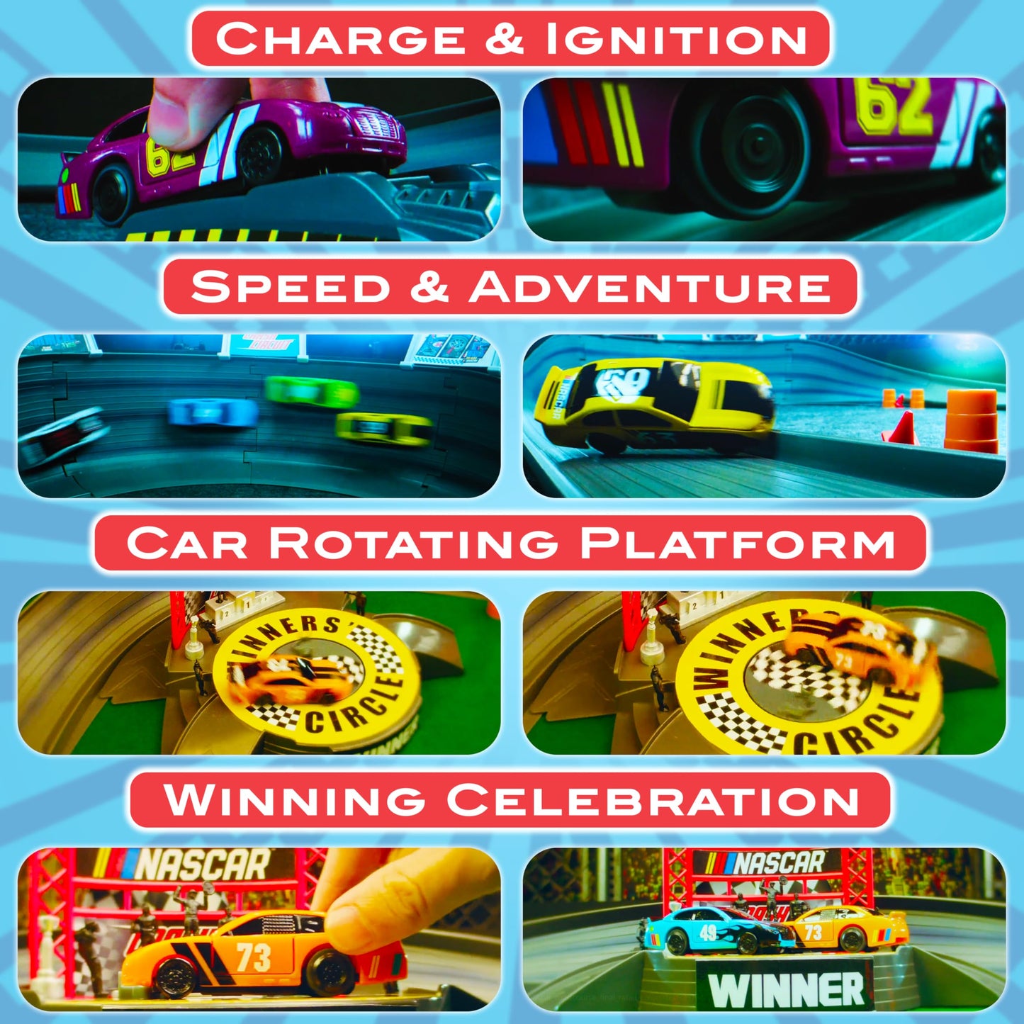 Far Out Toys NASCAR Crash Circuit Ultimate Road Course Bundle – 4 Electric Cars