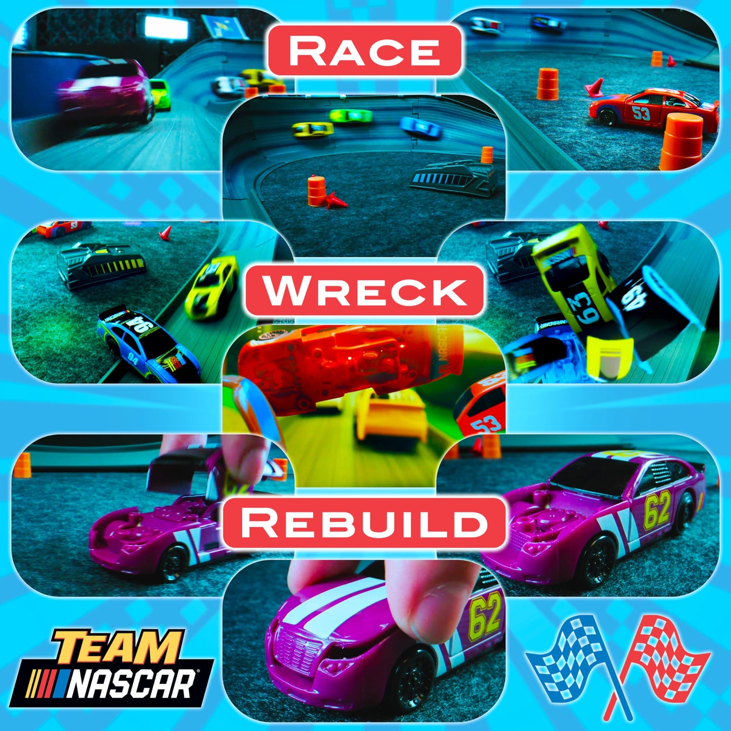 Far Out Toys NASCAR Crash Circuit Short Track Slot Car Race Set – 2 Electric Cars