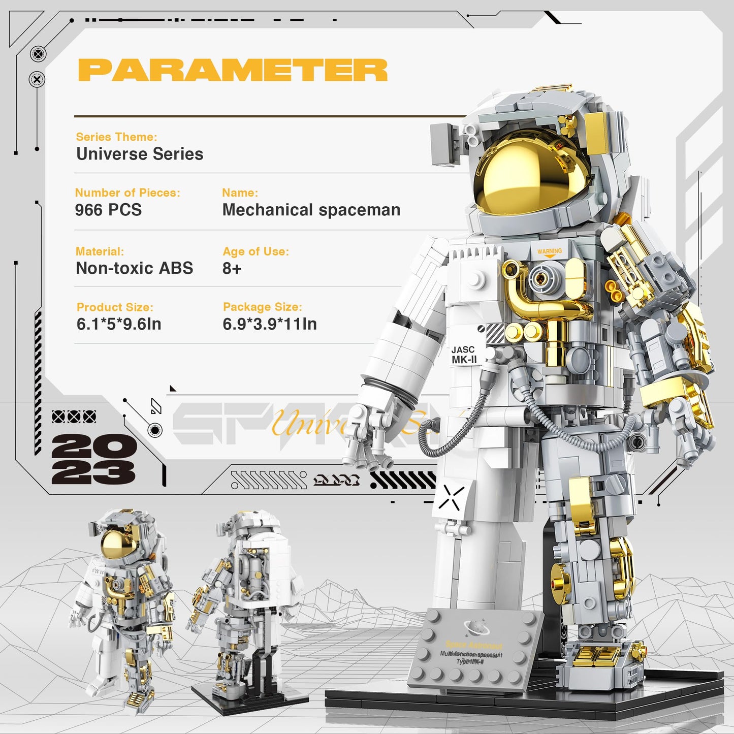 FarBlocked Space Astronaut Building Block Set – 966 Pcs with Display Stand for Teens & Adults